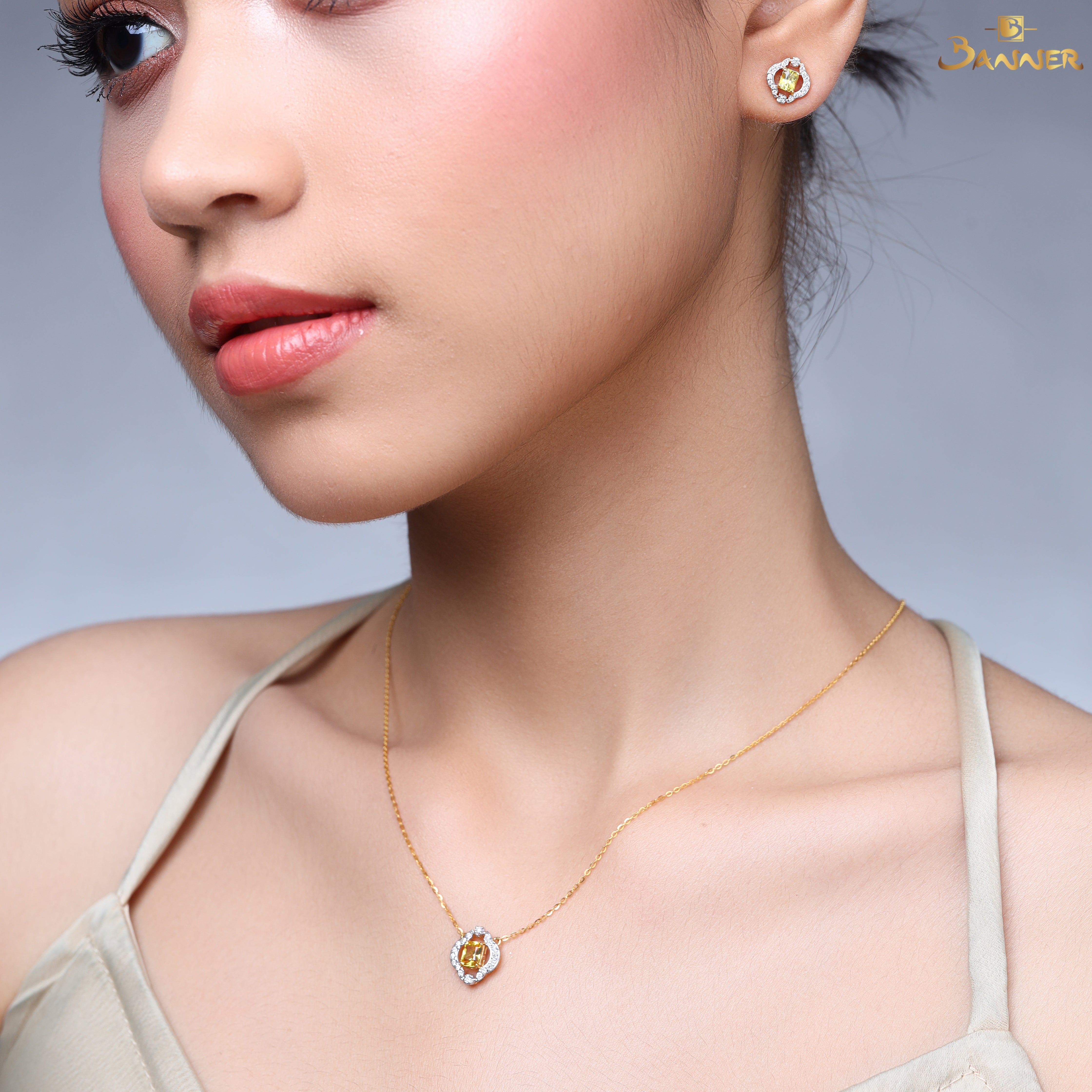 Yellow Sapphire and Diamond Eos Set