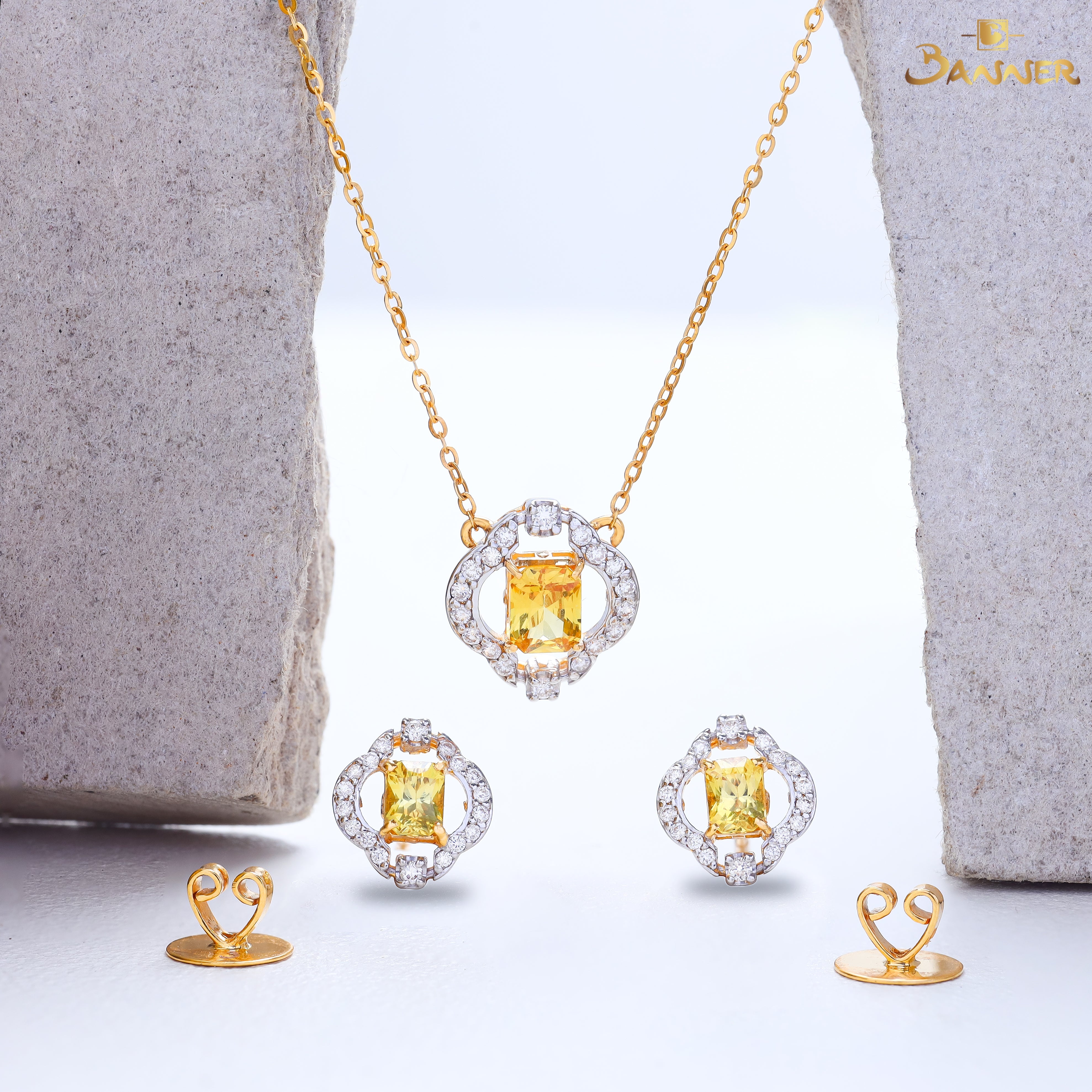 Yellow Sapphire and Diamond Eos Set