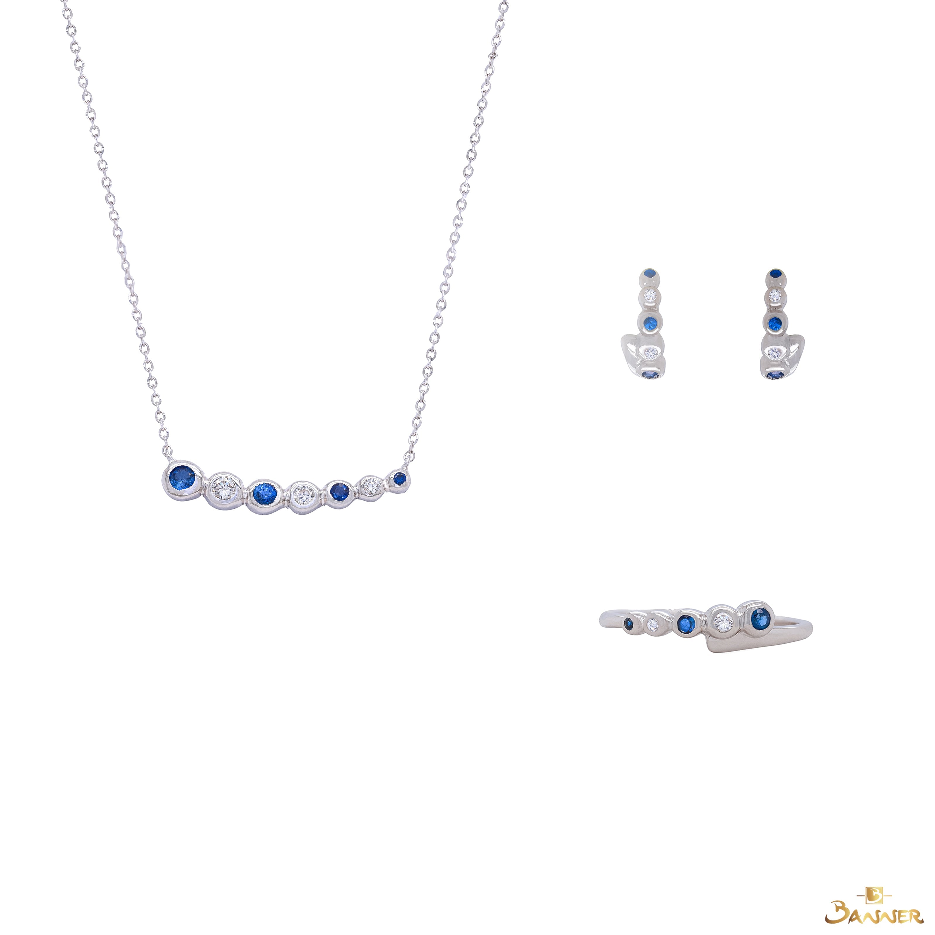 Sapphire and Diamond Pave Dots Set