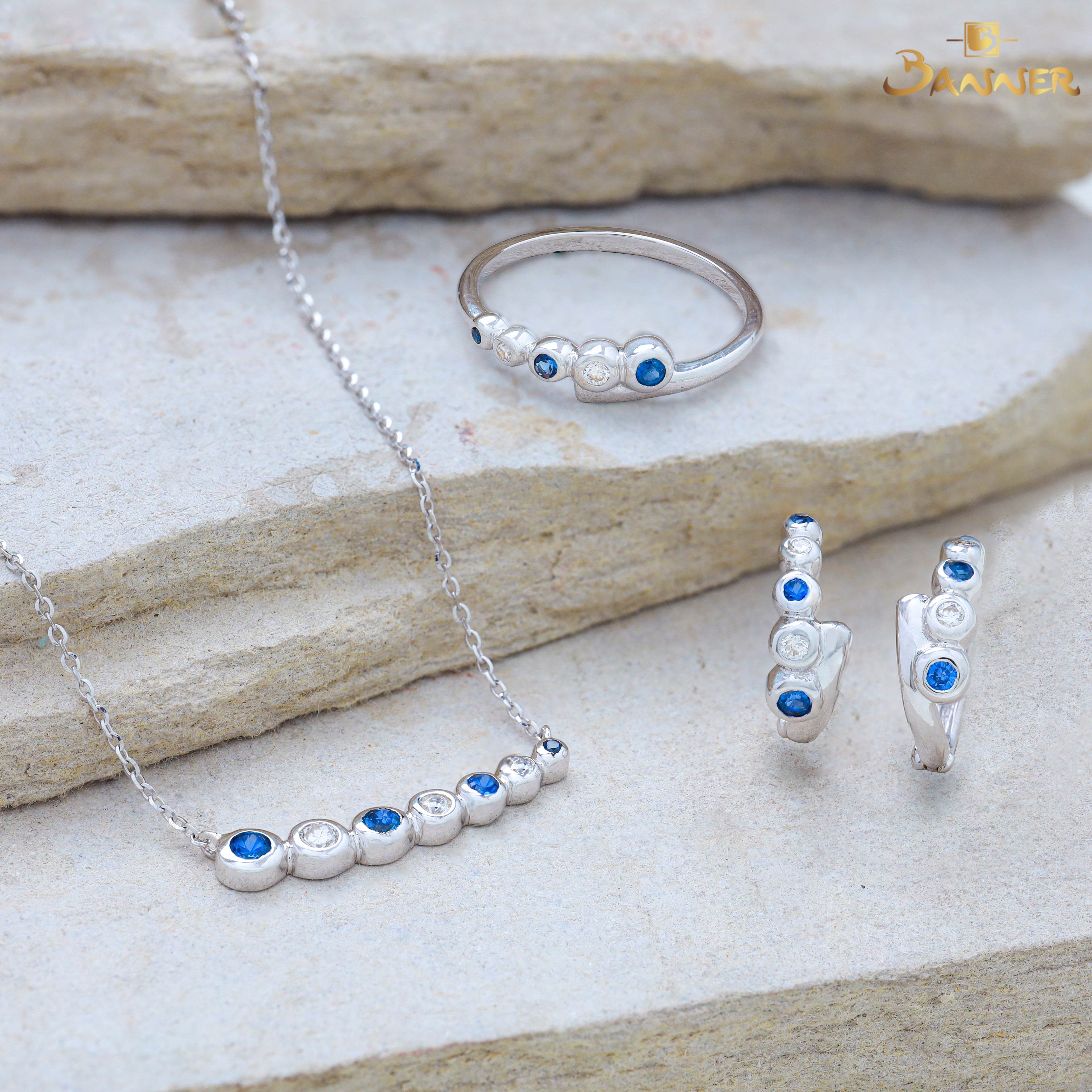 Sapphire and Diamond Pave Dots Set