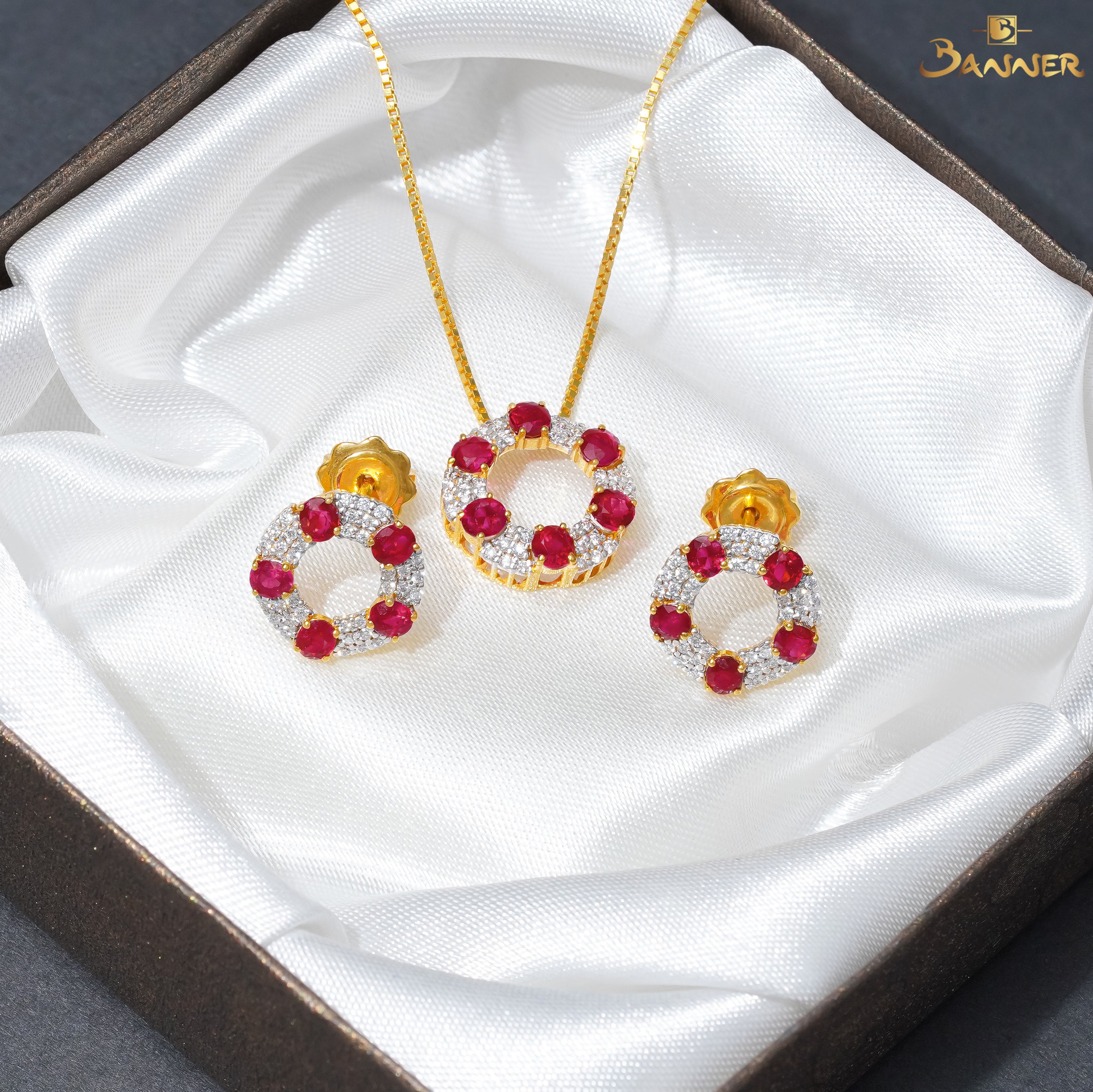 Ruby and Diamond Circle Set