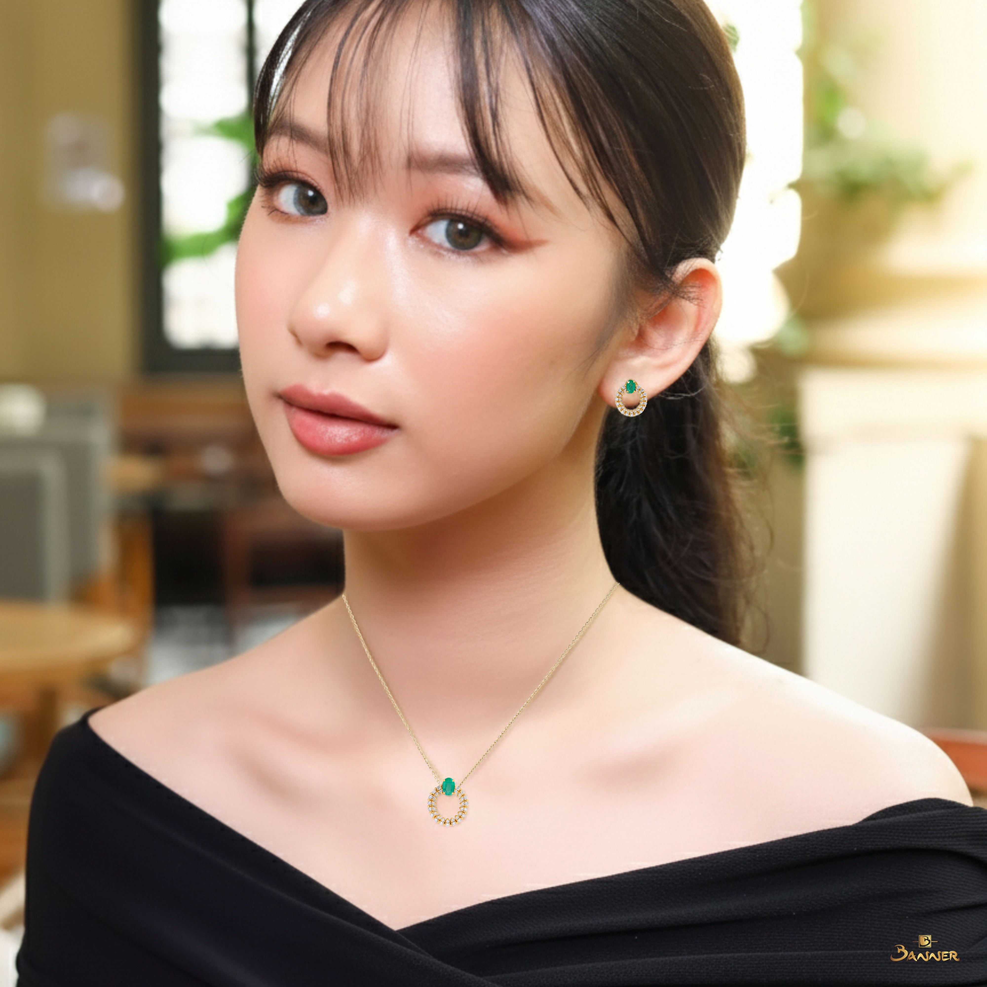 Emerald and Diamond Circle Set