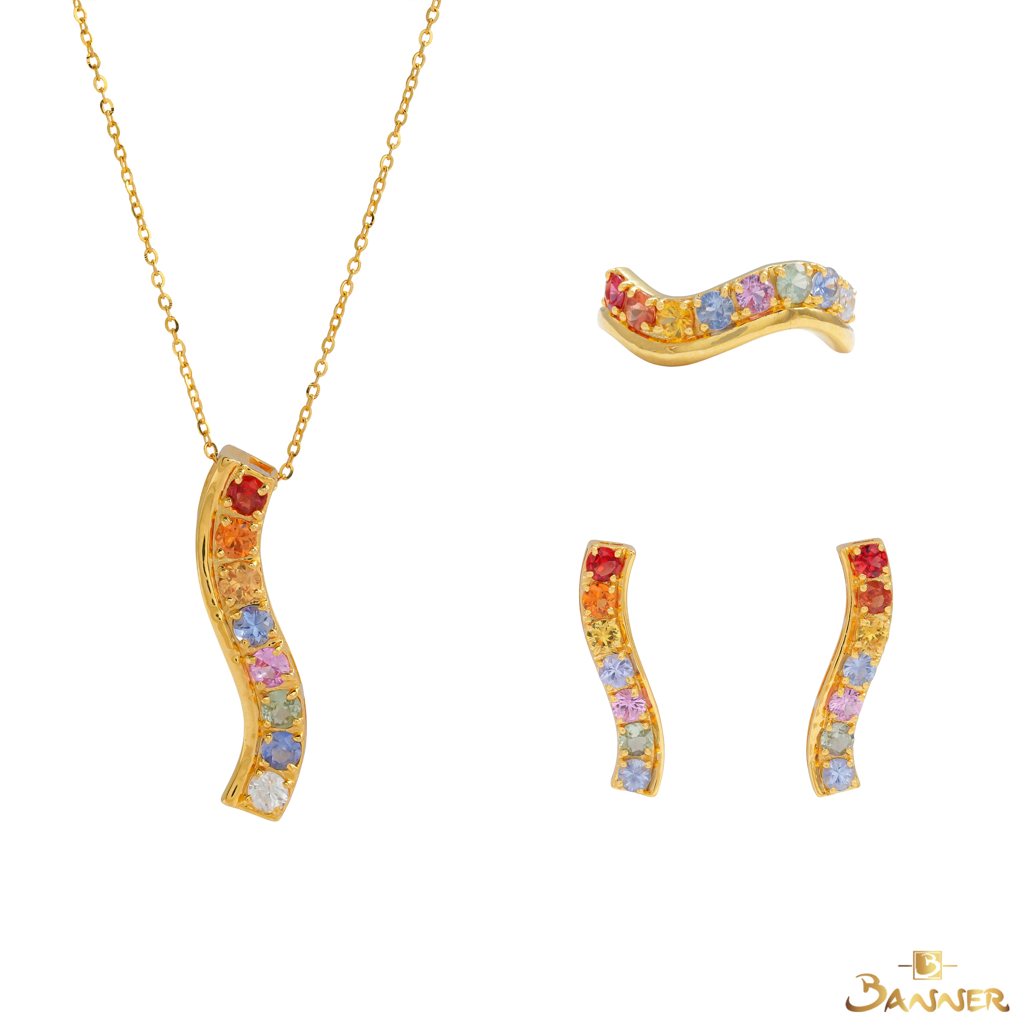 Multi-colored Sapphire Wave Set