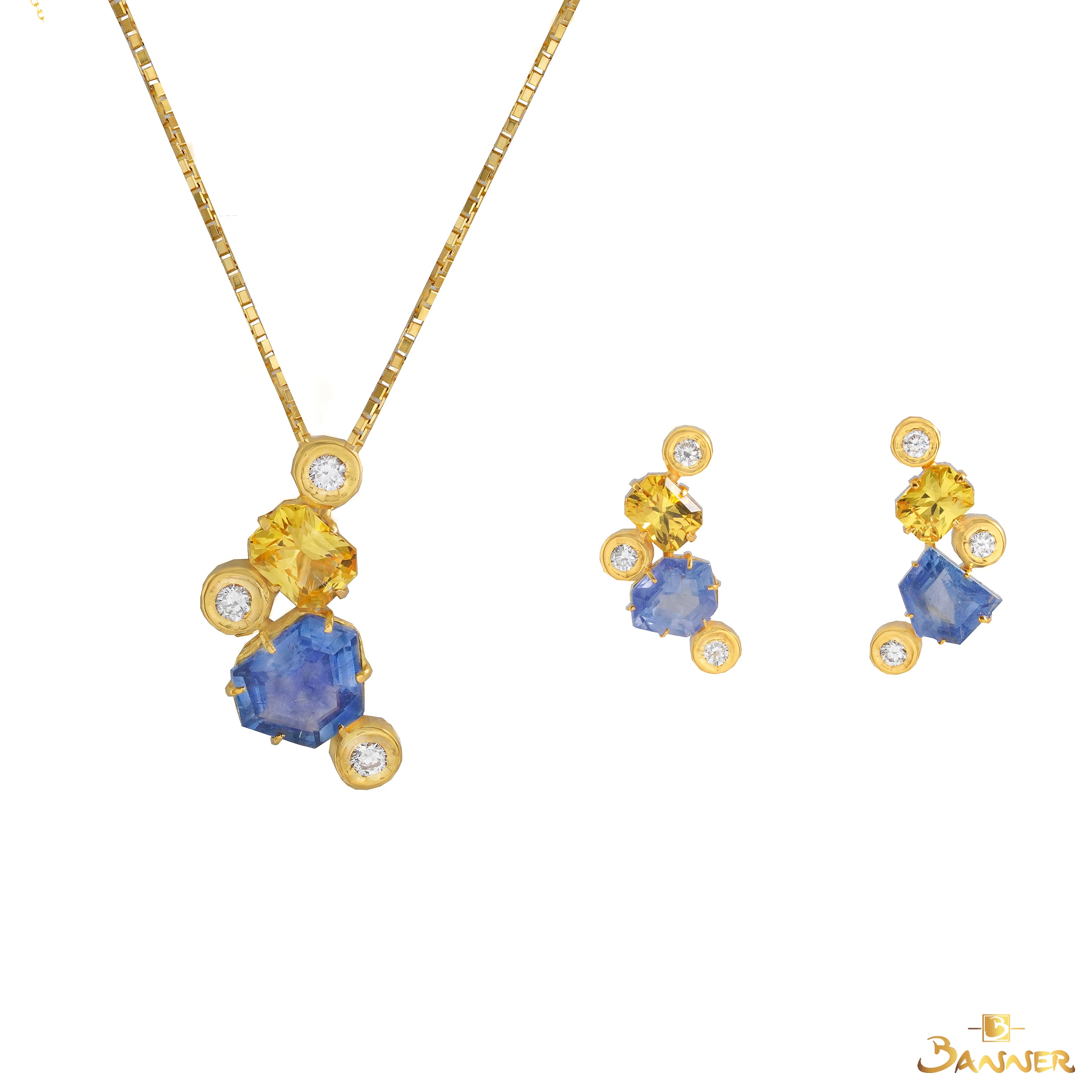 Multi-colored Sapphire and Diamond Prism Set