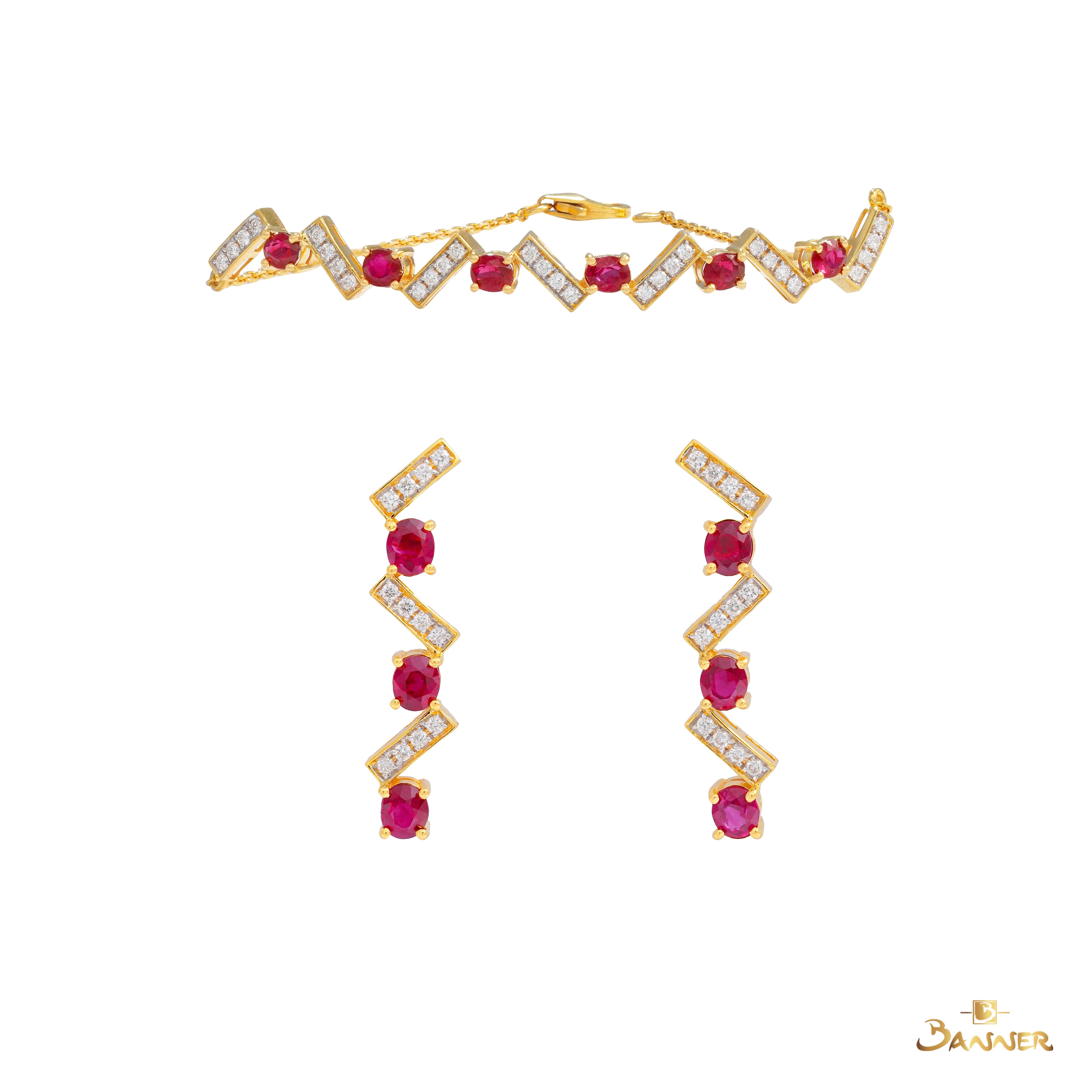 Ruby and Diamond Zig-zag Set