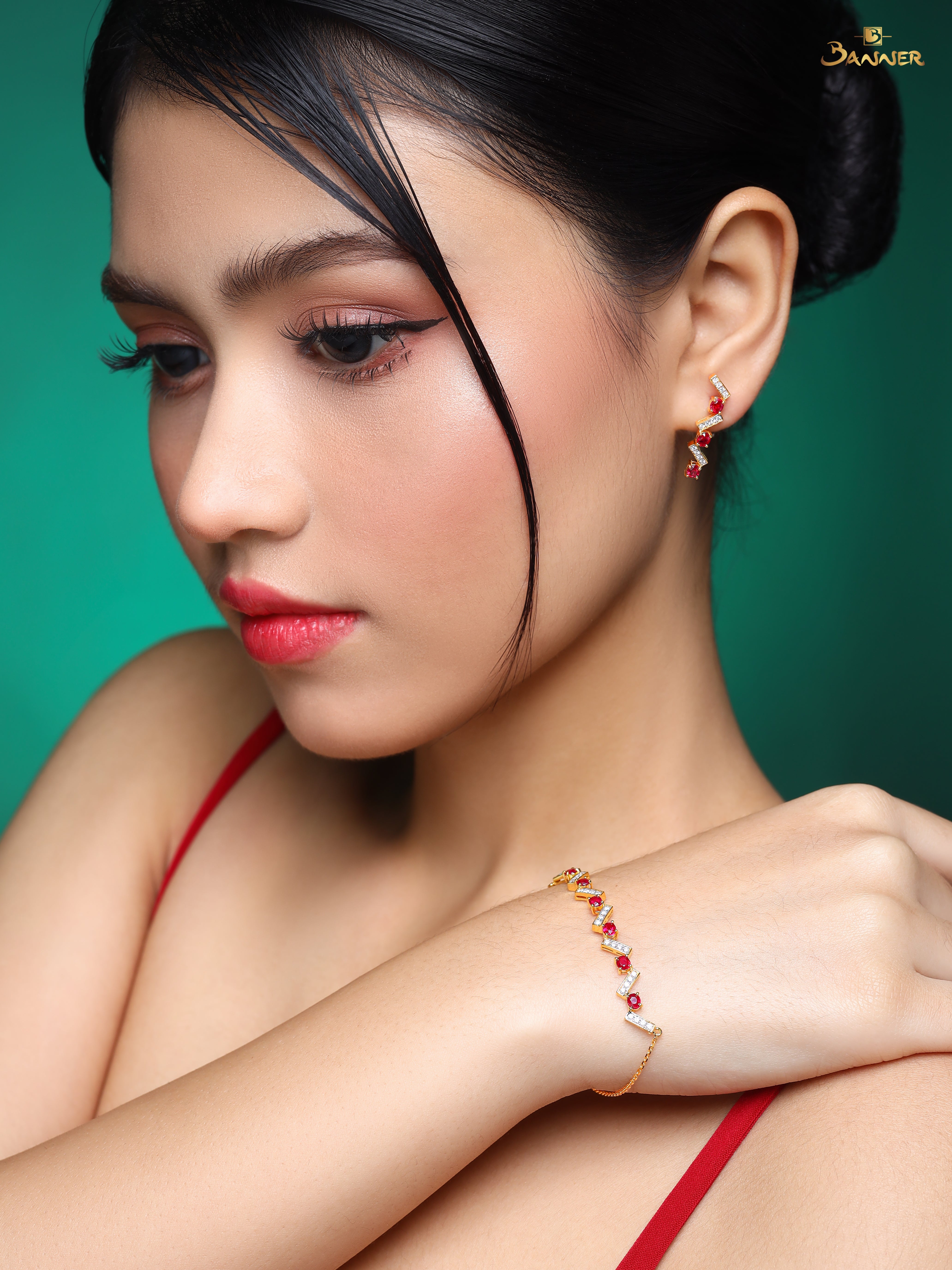 Ruby and Diamond Zig-zag Set