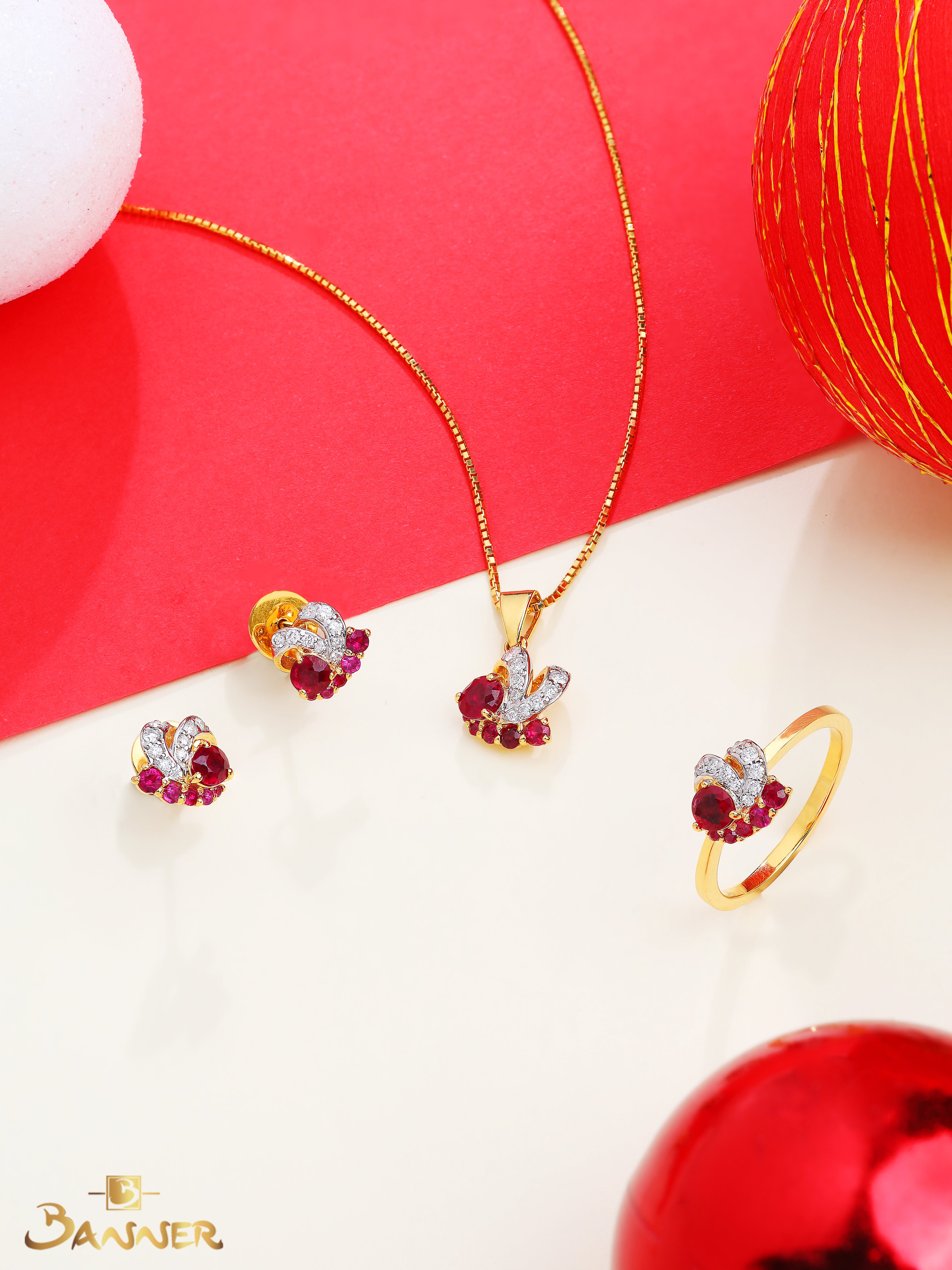 Ruby and Diamond Embrace Set