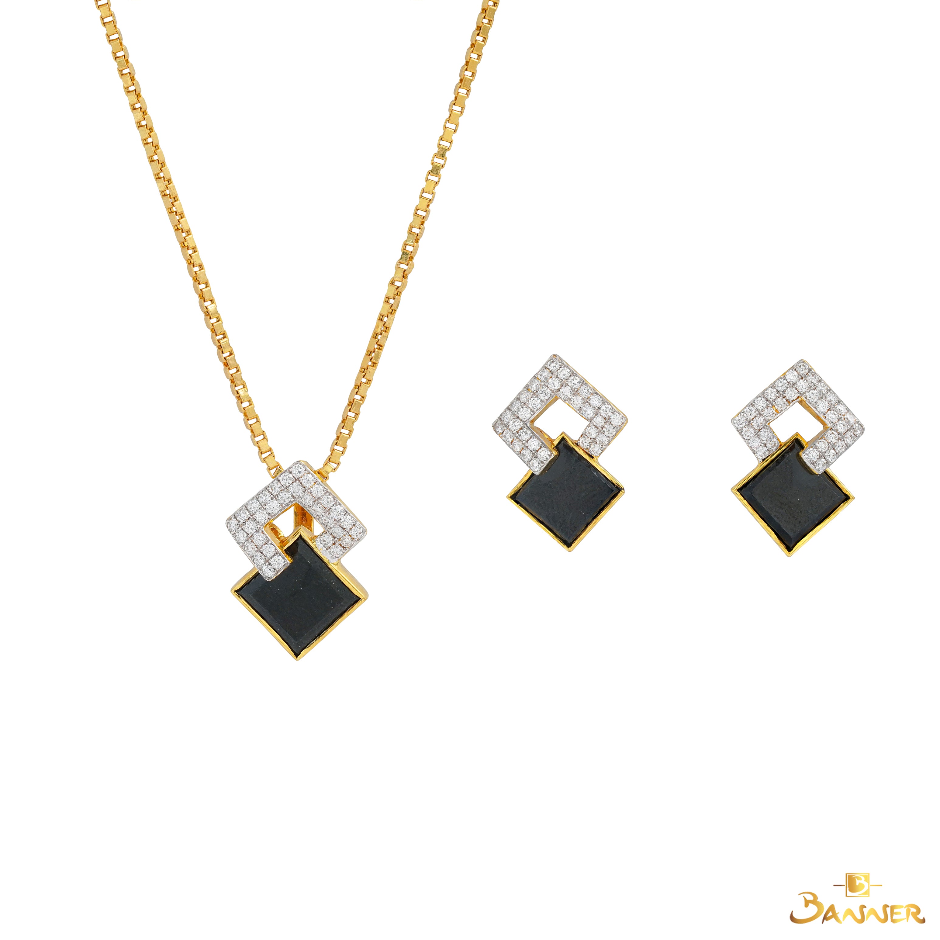 Black Jade and Diamond Mono Square Set