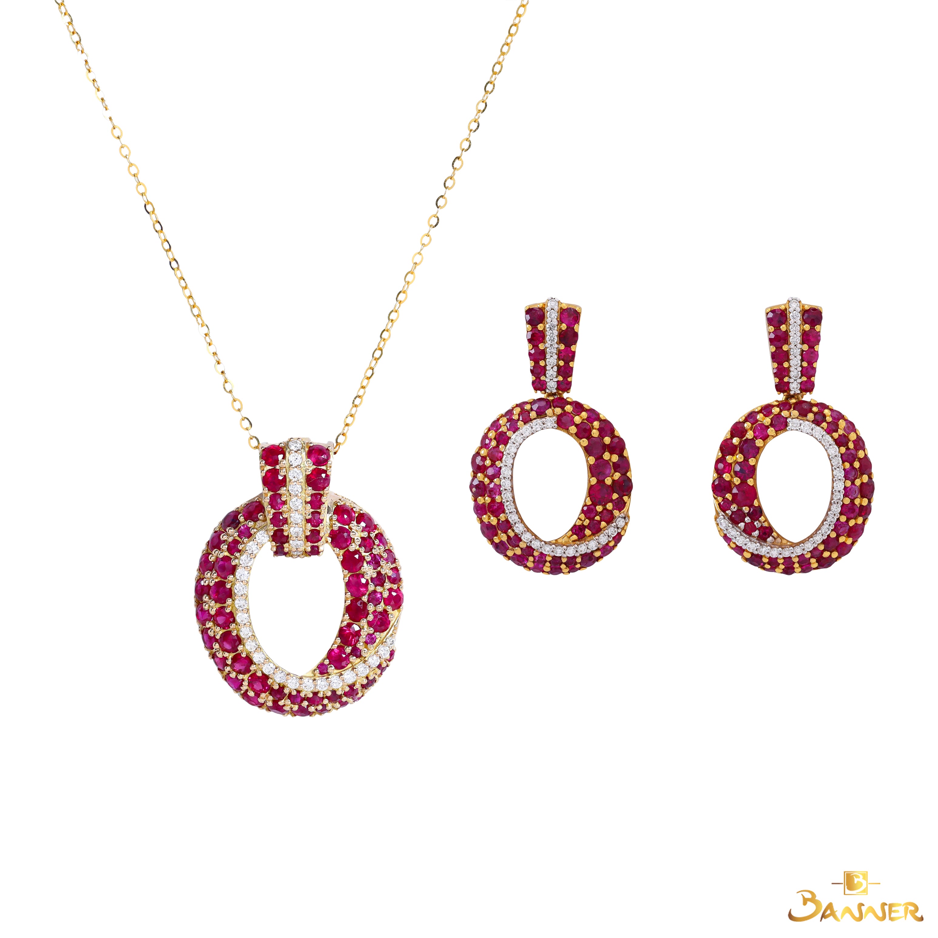 Ruby and Diamond Wave Circle Set