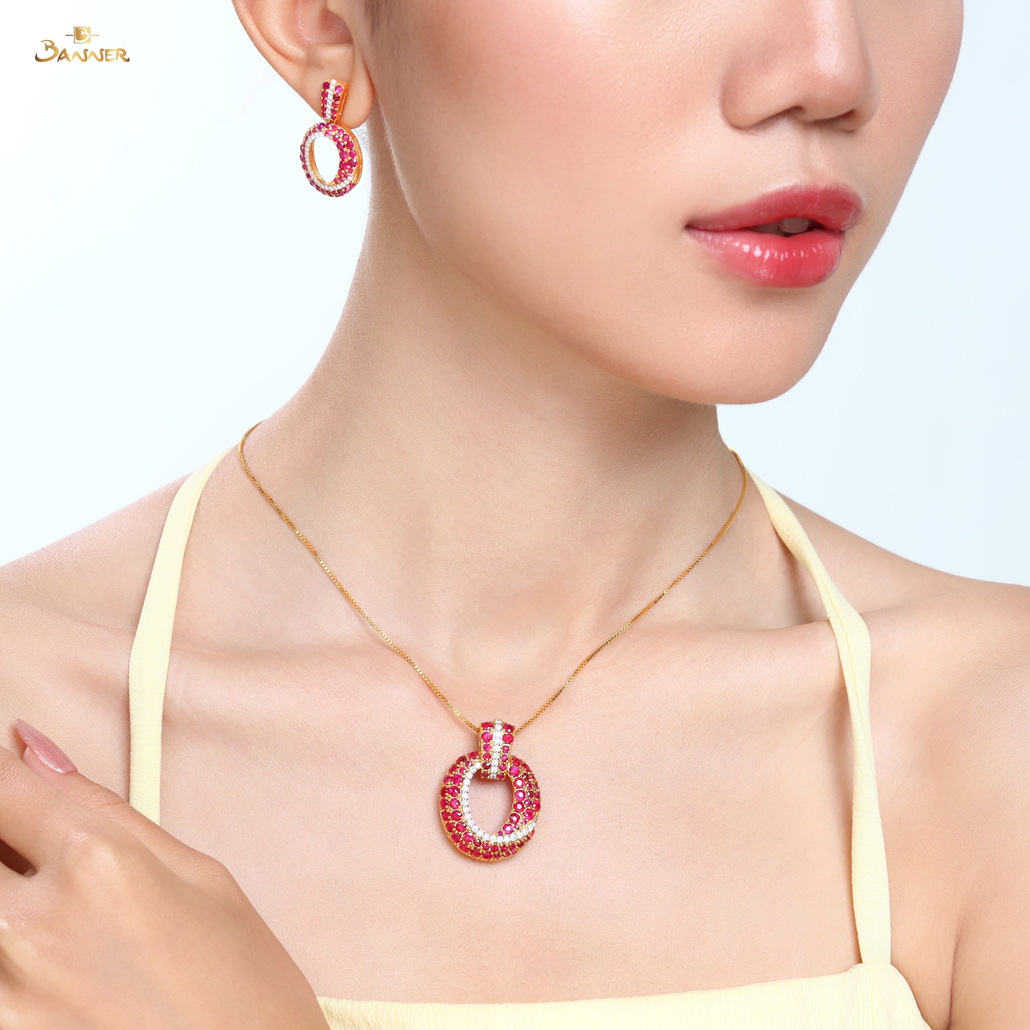 Ruby and Diamond Wave Circle Set