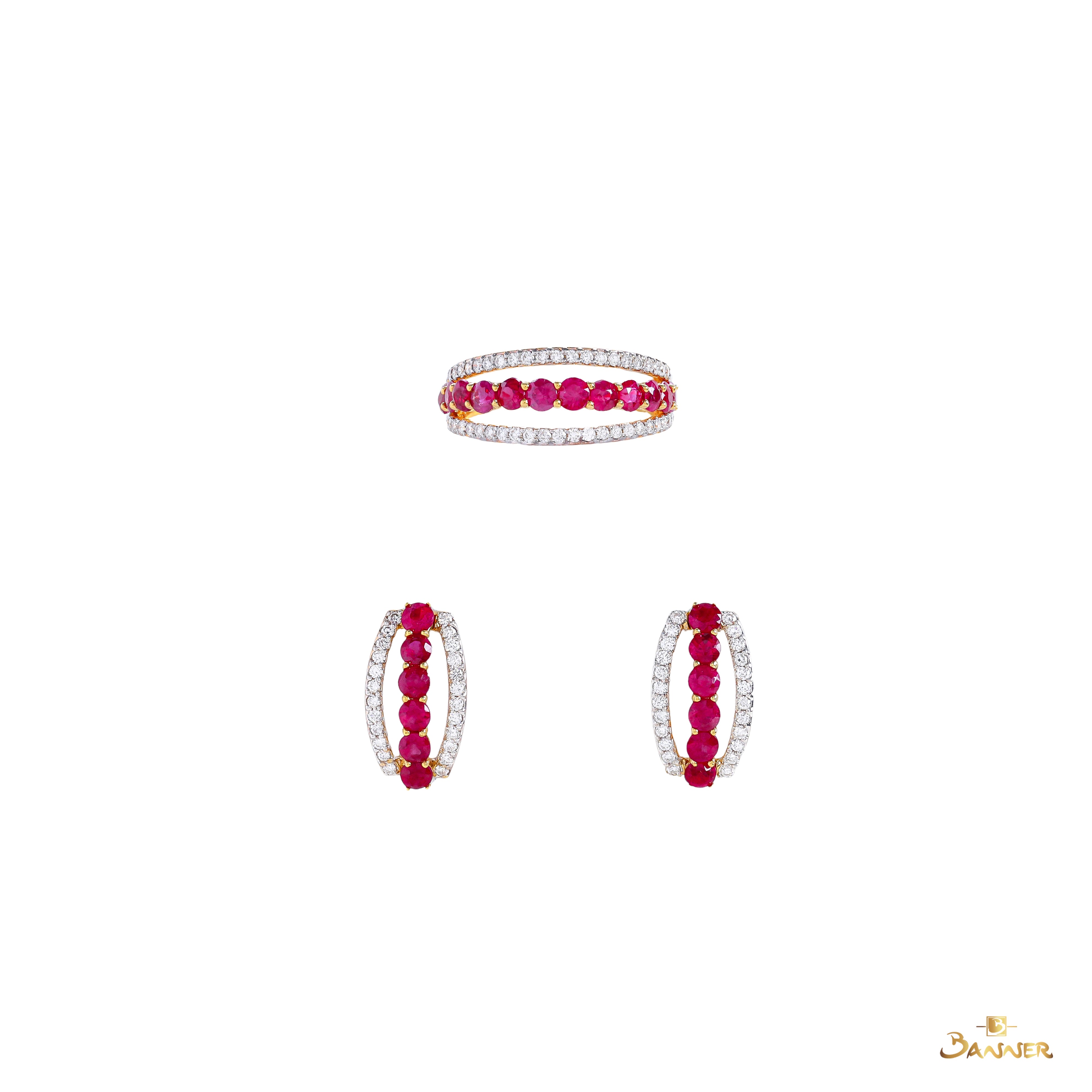 Ruby and Diamond 3 Rows Set