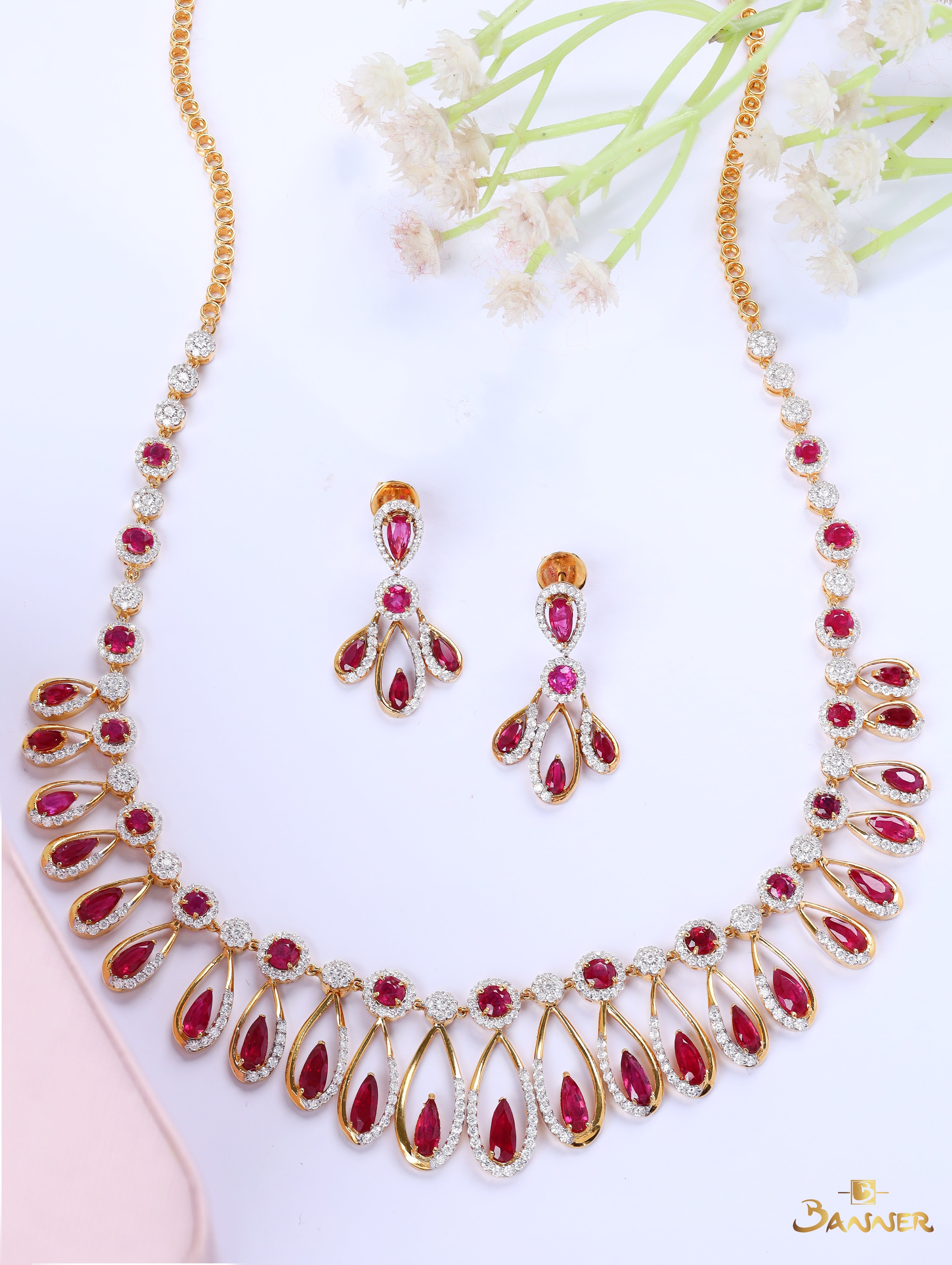Ruby and Diamond Peacock Set