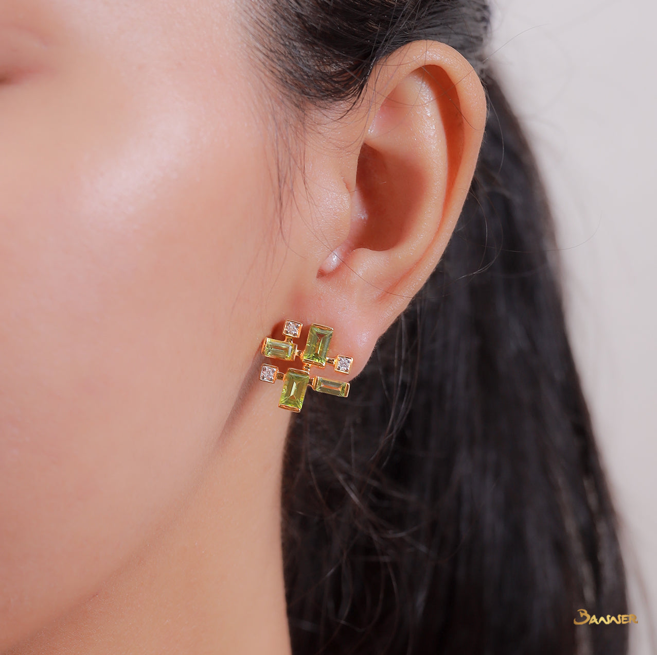 Peridot and Diamond Earrings