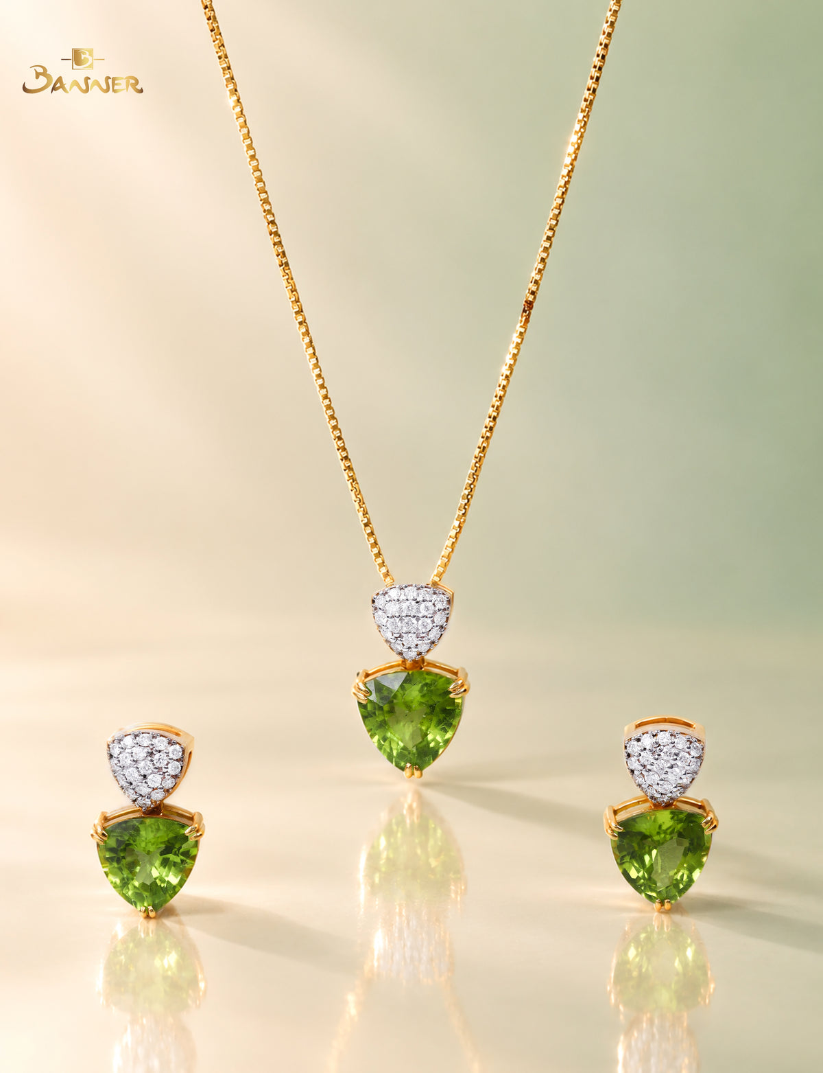 Peridot and Diamond Two-Tier Pendant