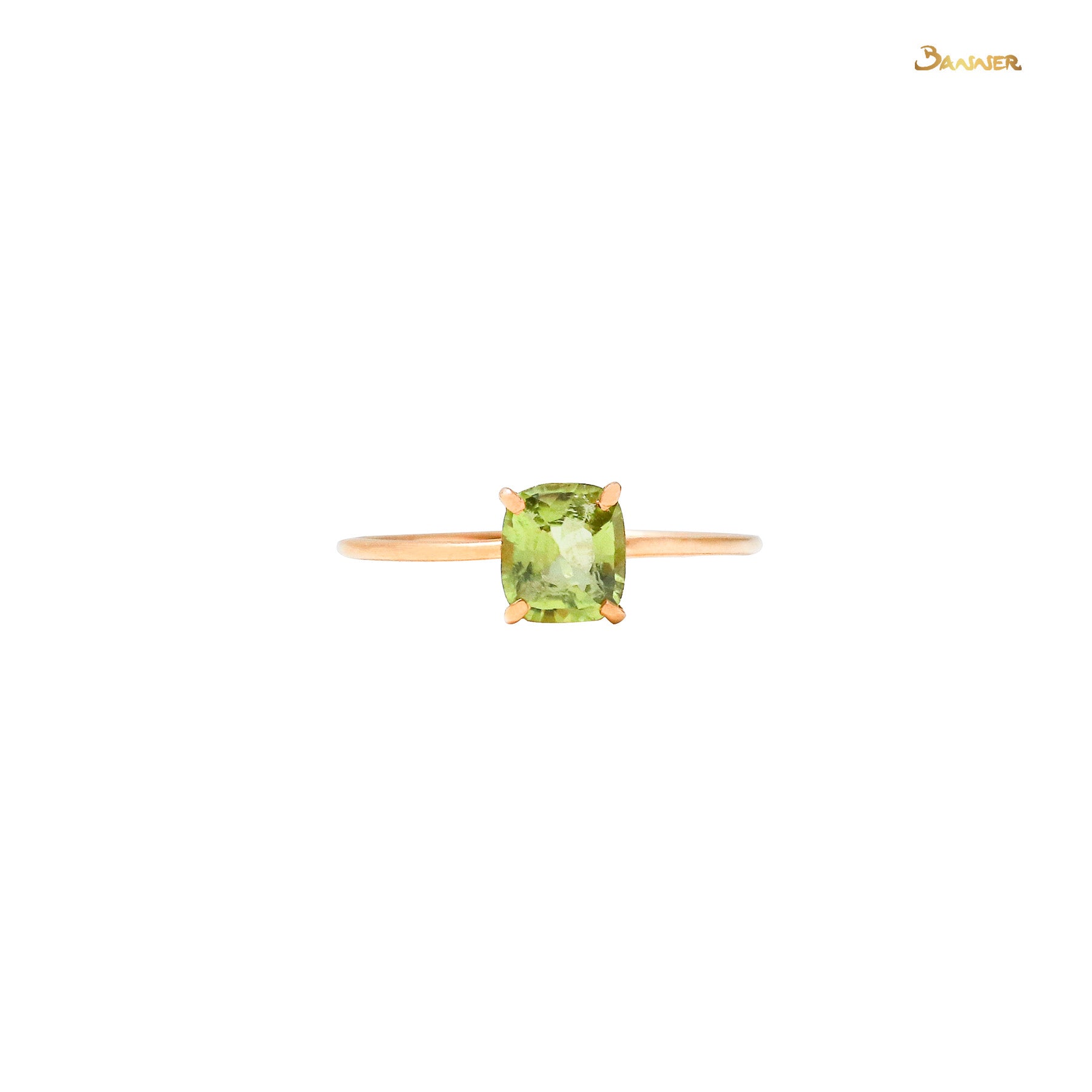 Cushion-cut Peridot Solitaire Ring