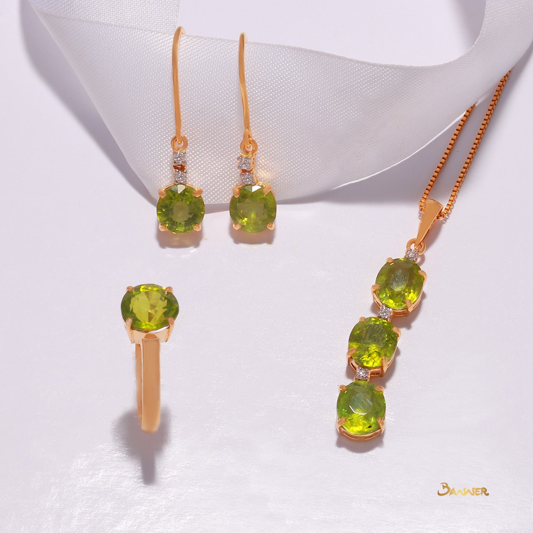 Peridot and Diamond 3-Step Pendant