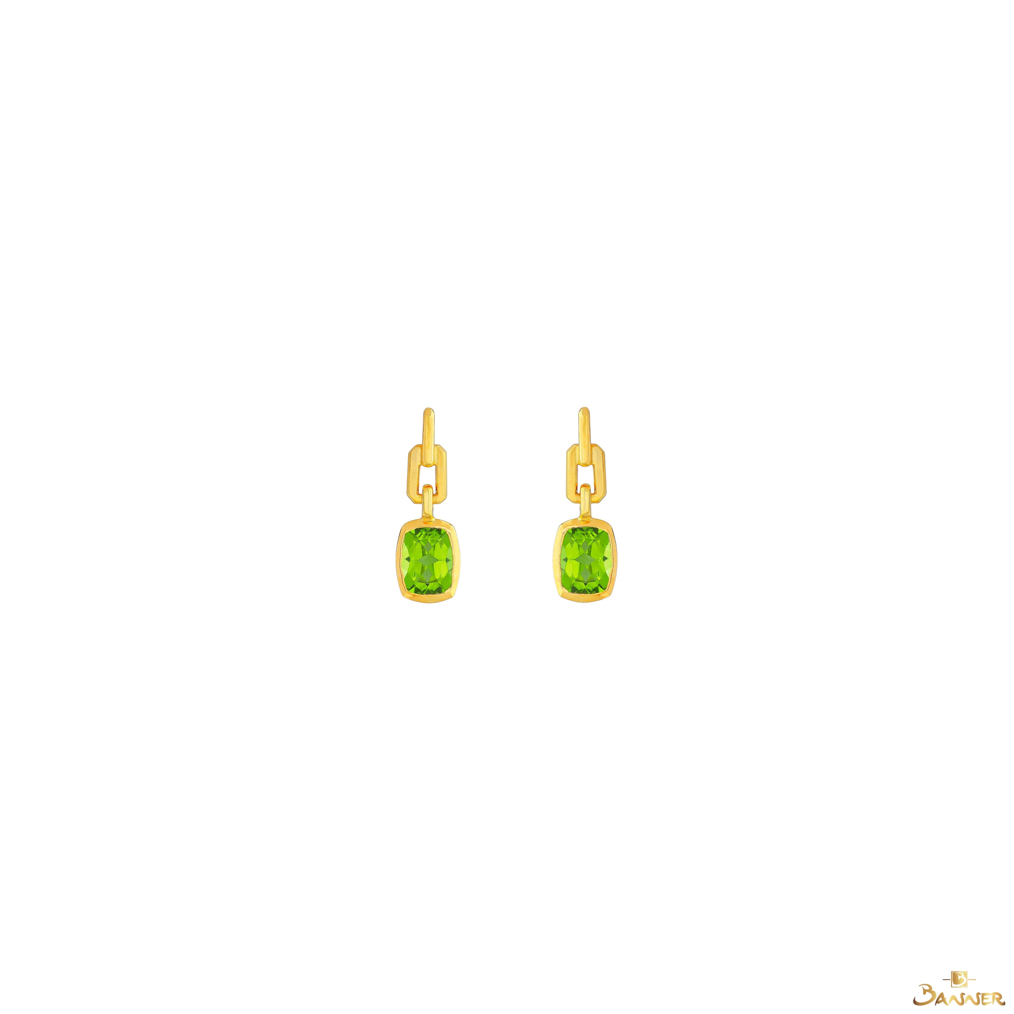Peridot Chain-Link Dangle Earrings