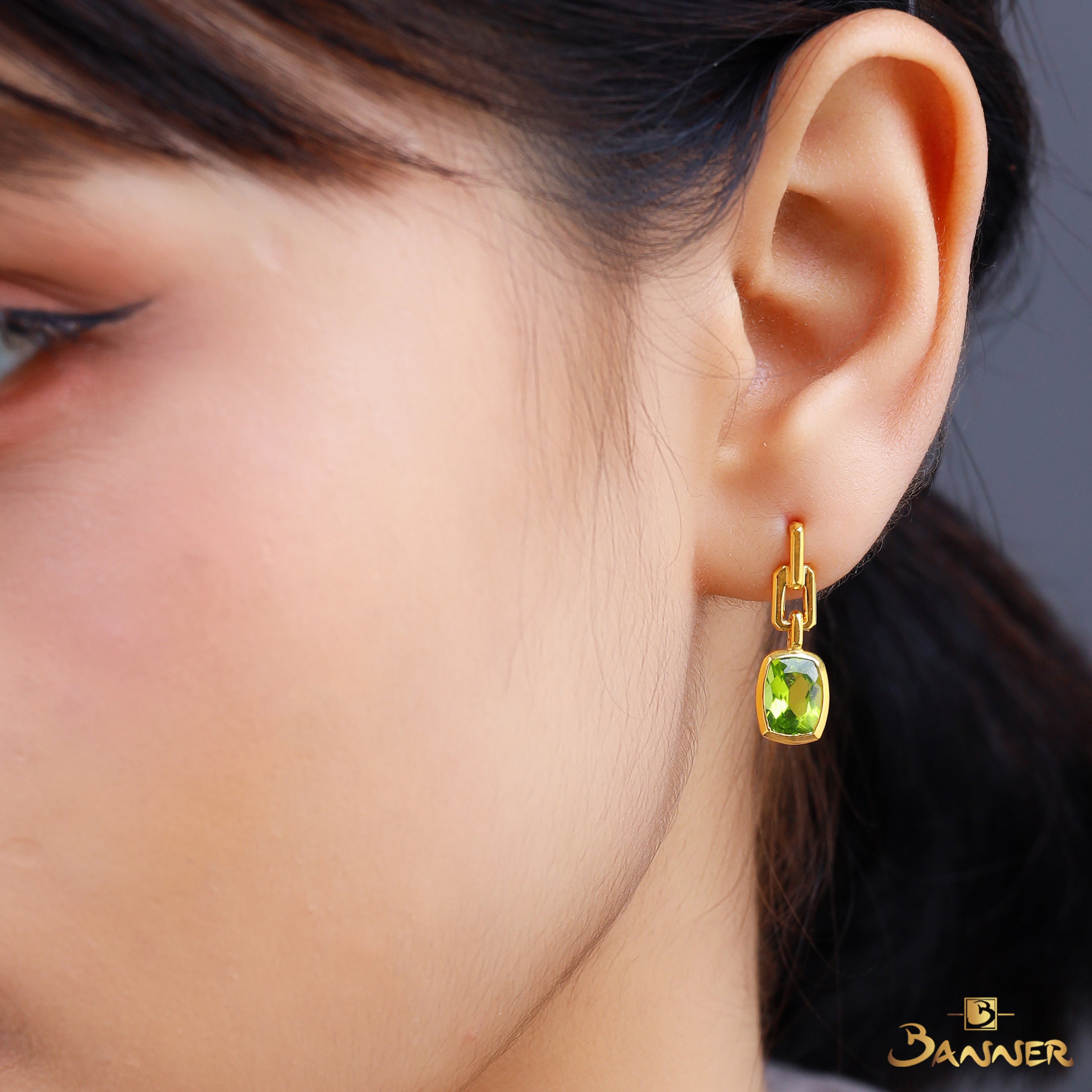 Peridot Chain-Link Dangle Earrings