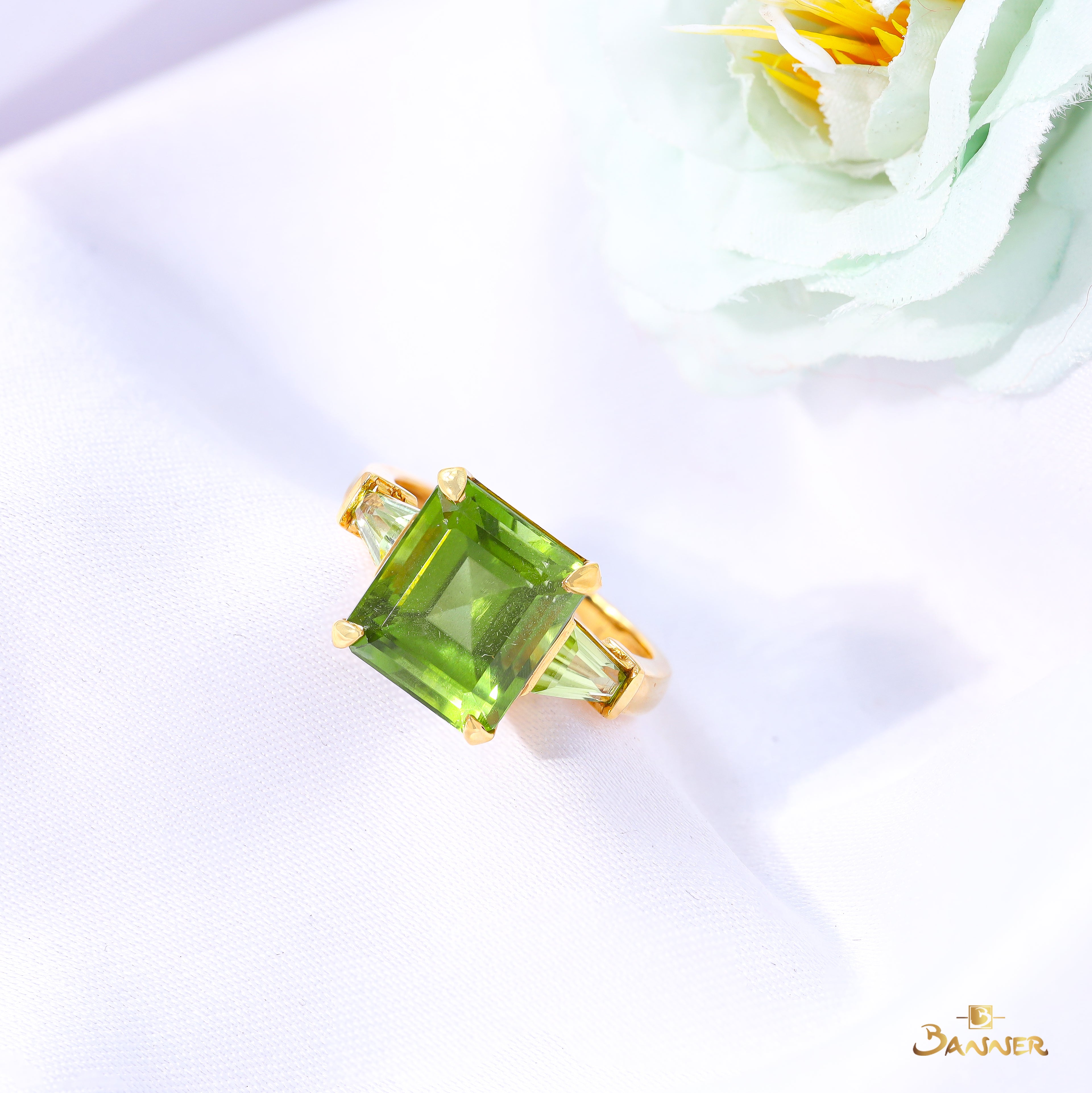 Emerald-cut Peridot Vanguard Ring