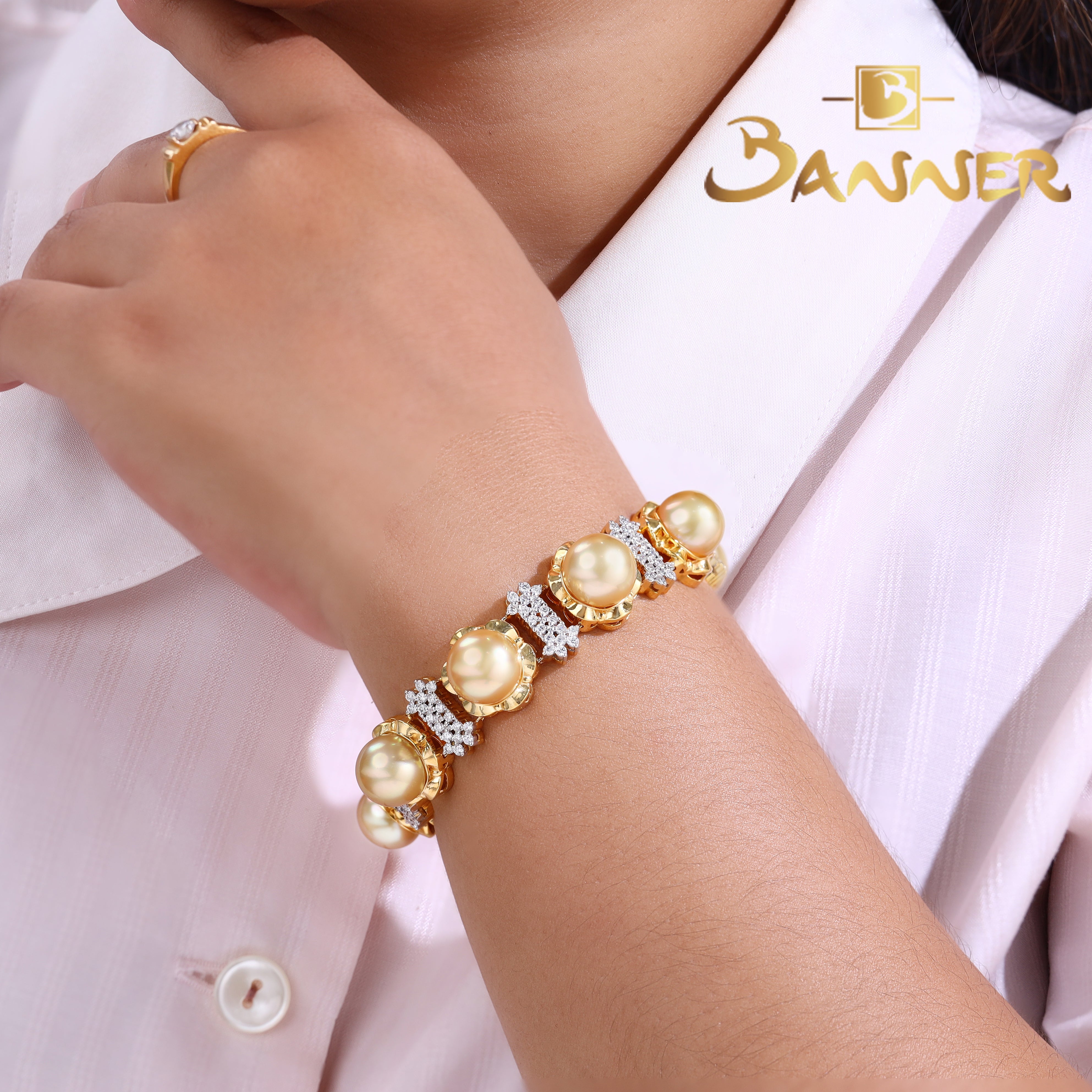 Pearl and Diamond Tennis Bracelet