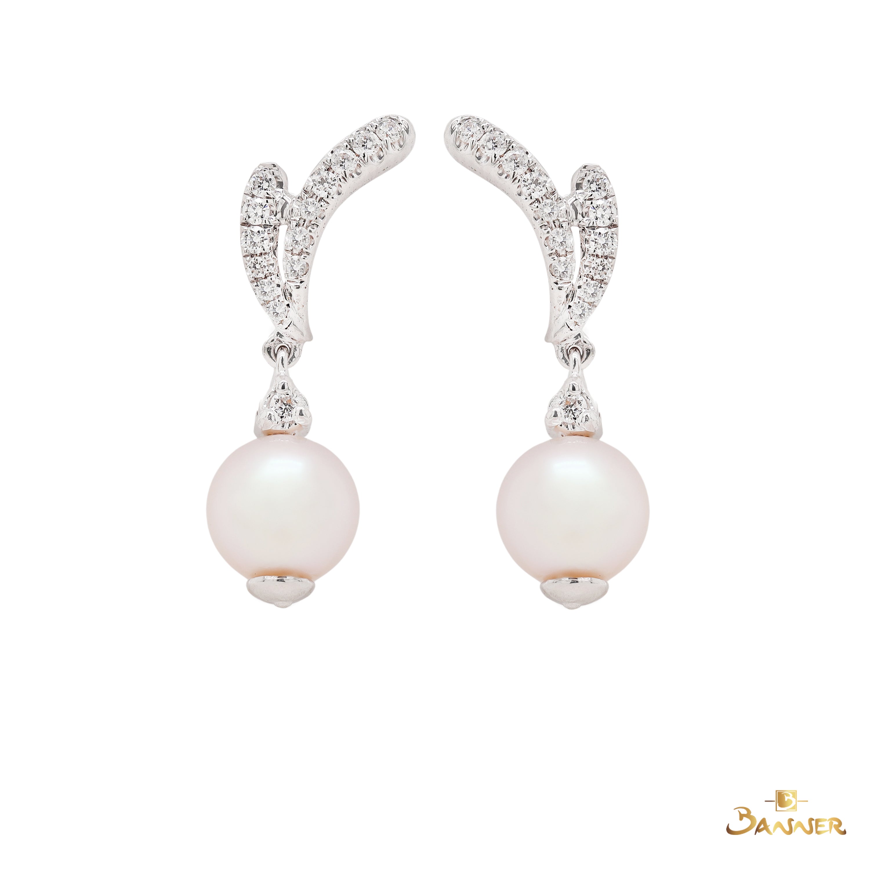 Pearl and Diamond Reindeer Earrings