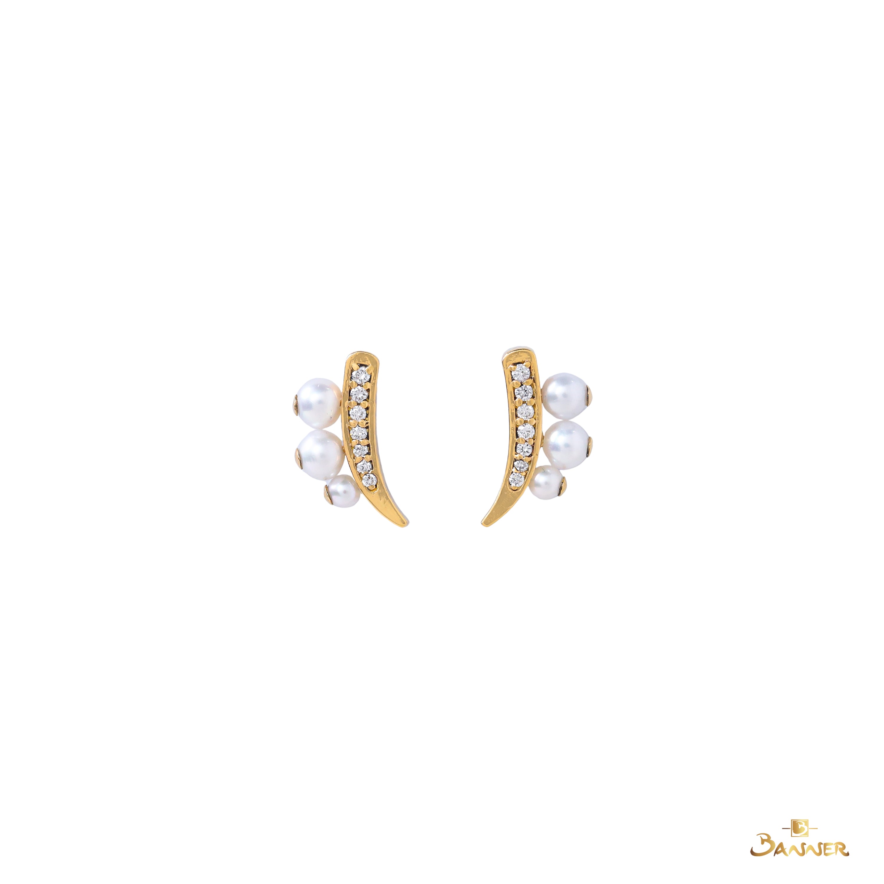 Pearl and Diamond Smile Earrings
