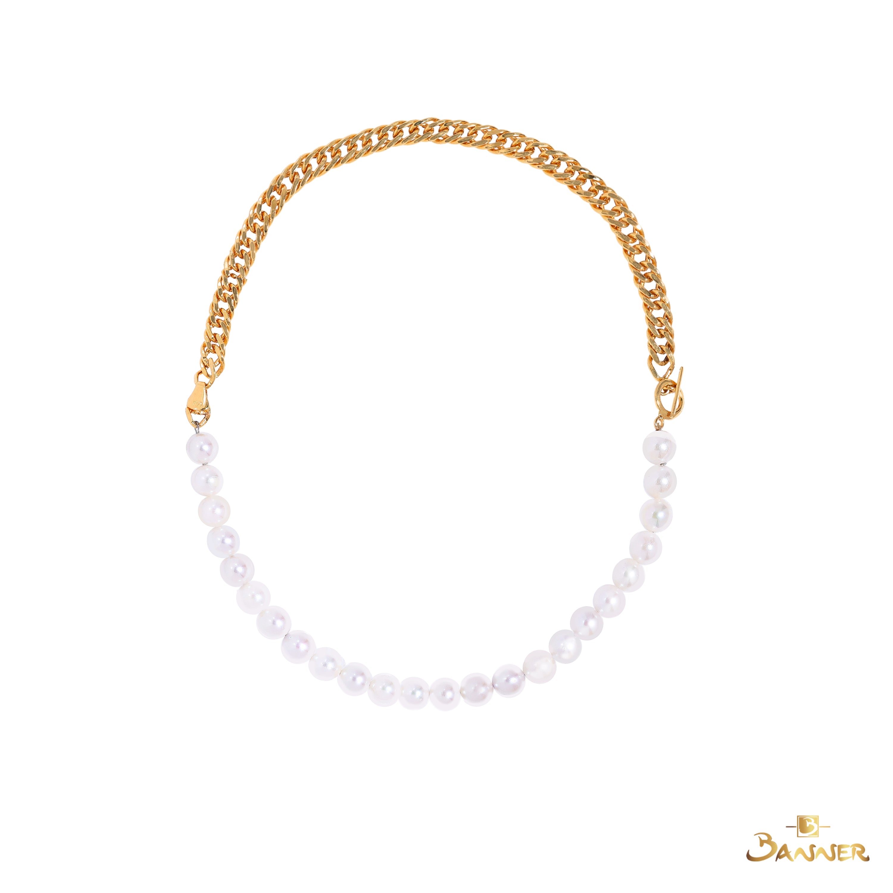 Pearl and Gold Chain Link Choker
