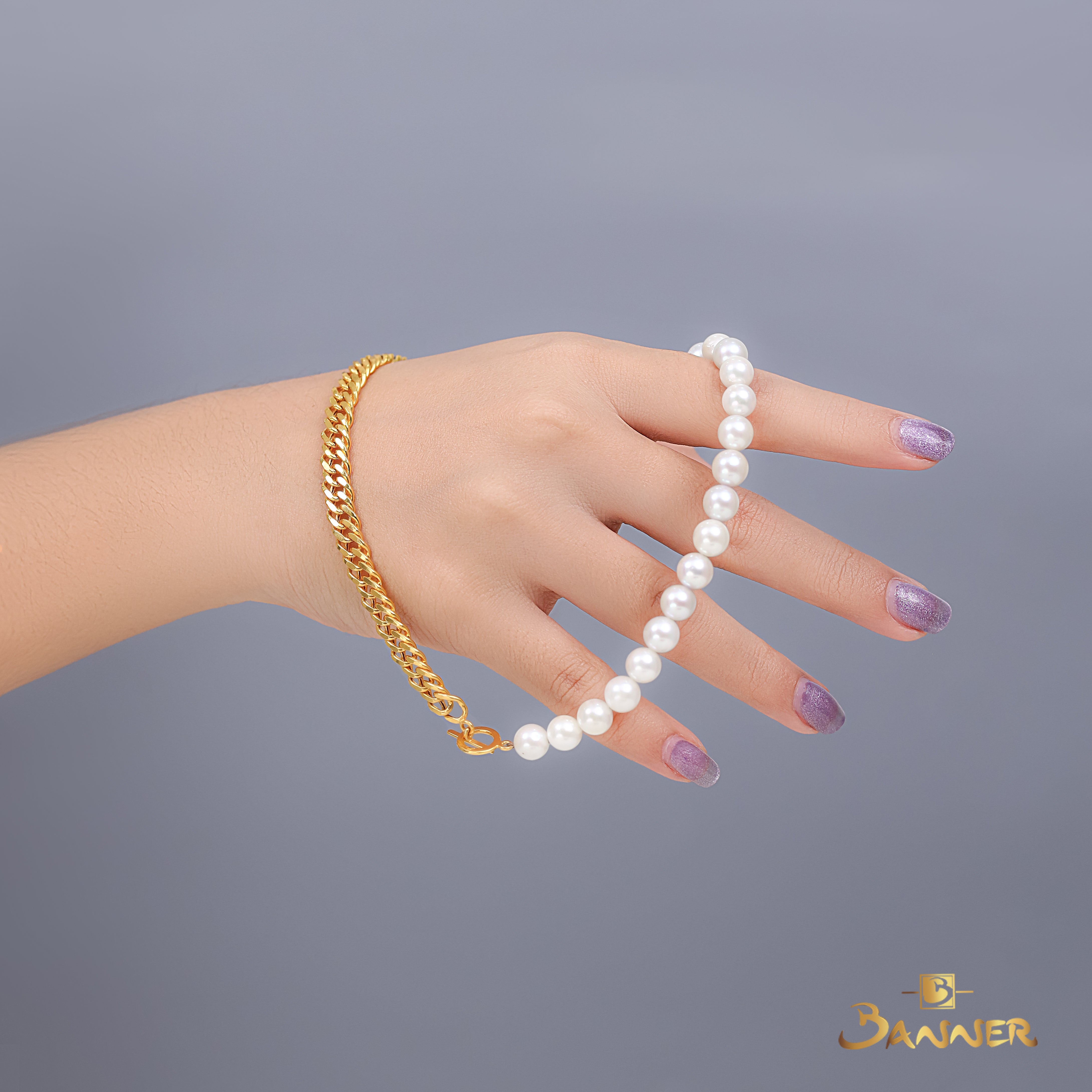 Pearl and Gold Chain Link Choker