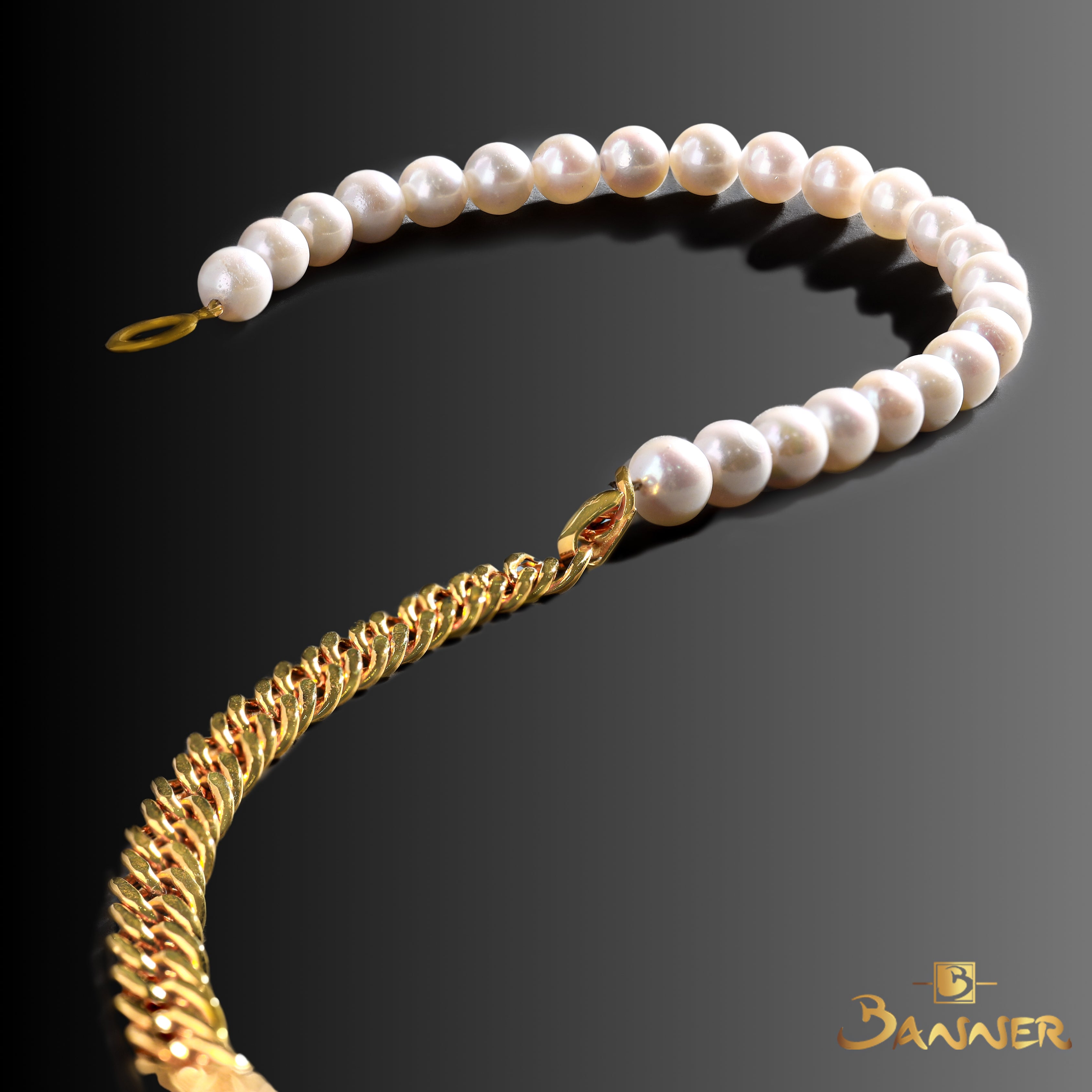 Pearl and Gold Chain Link Choker