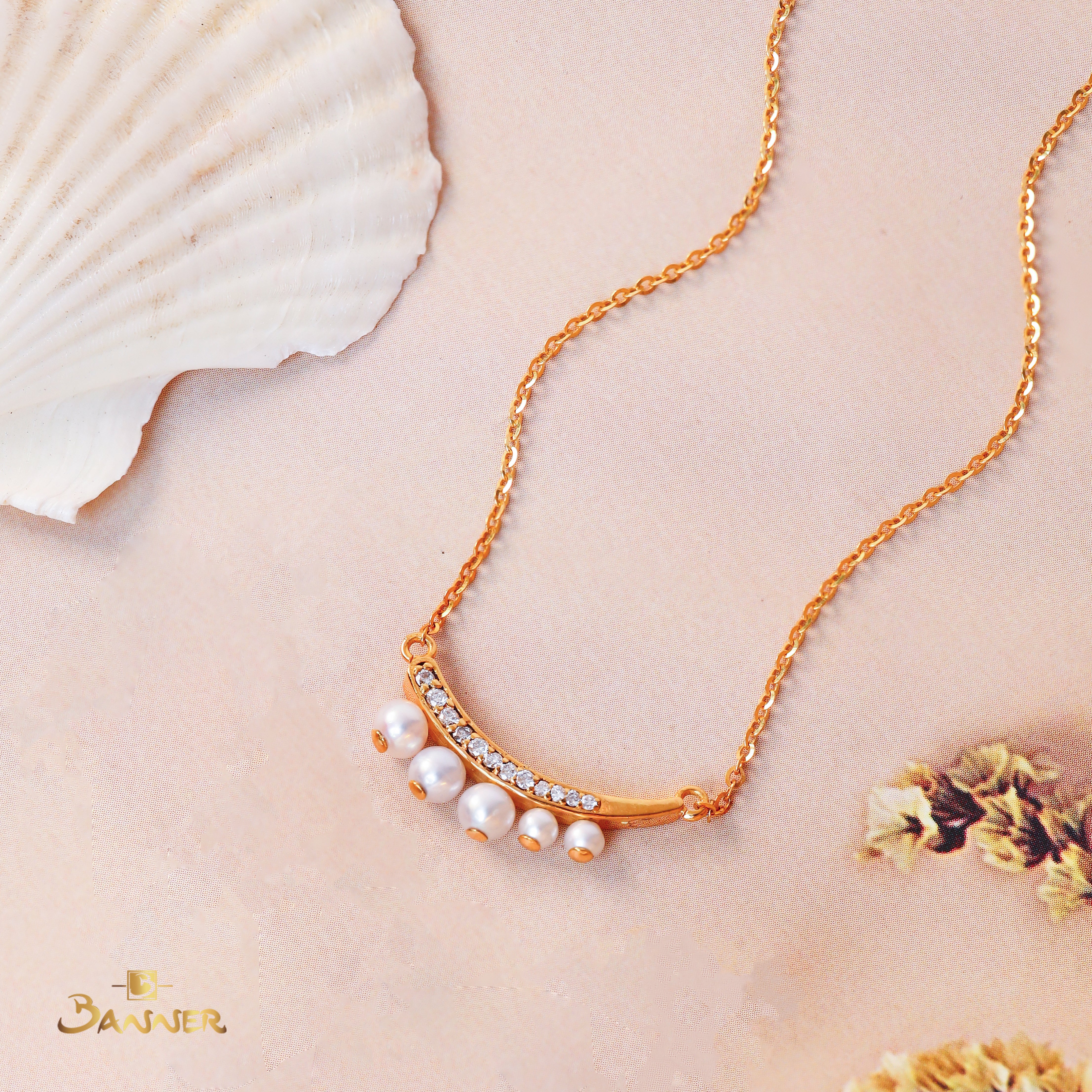 Pearl and Diamond Smile Necklace