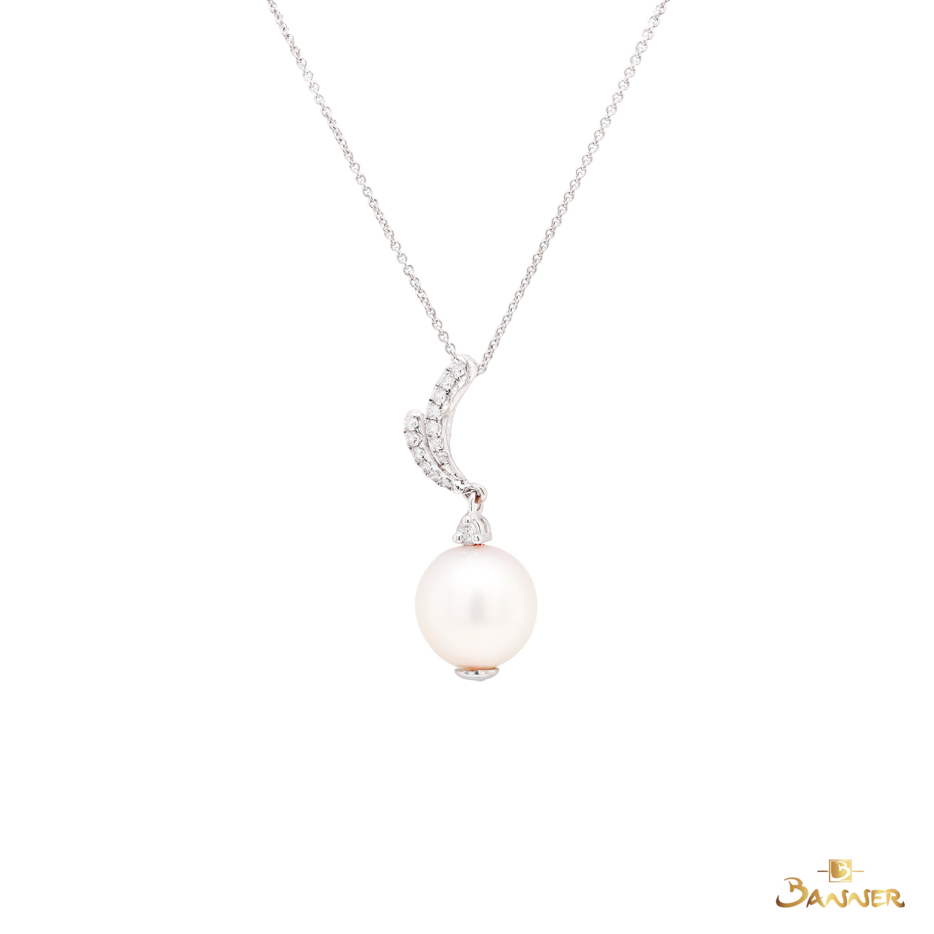 Pearl and Diamond Reindeer Pendant