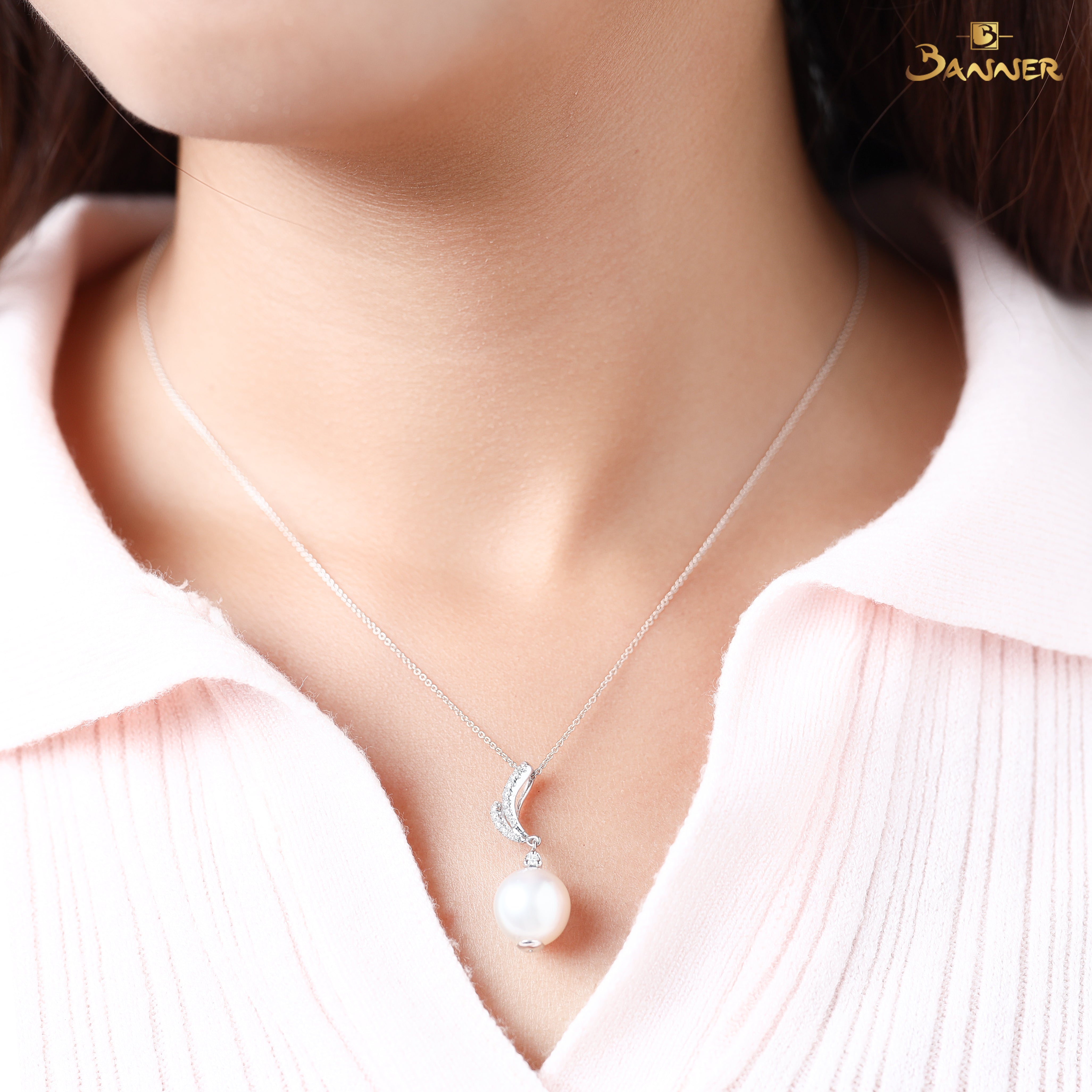 Pearl and Diamond Reindeer Pendant