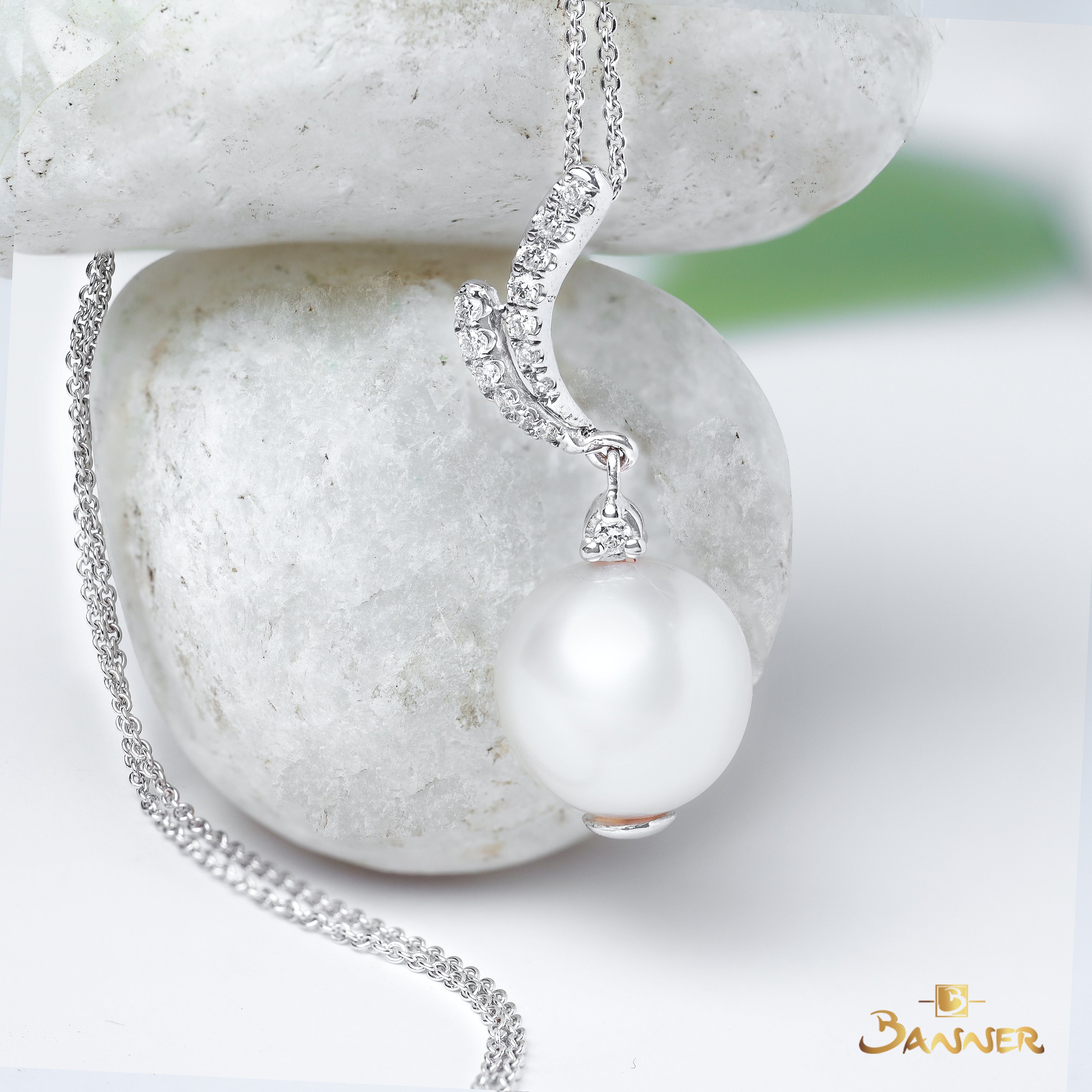 Pearl and Diamond Reindeer Pendant