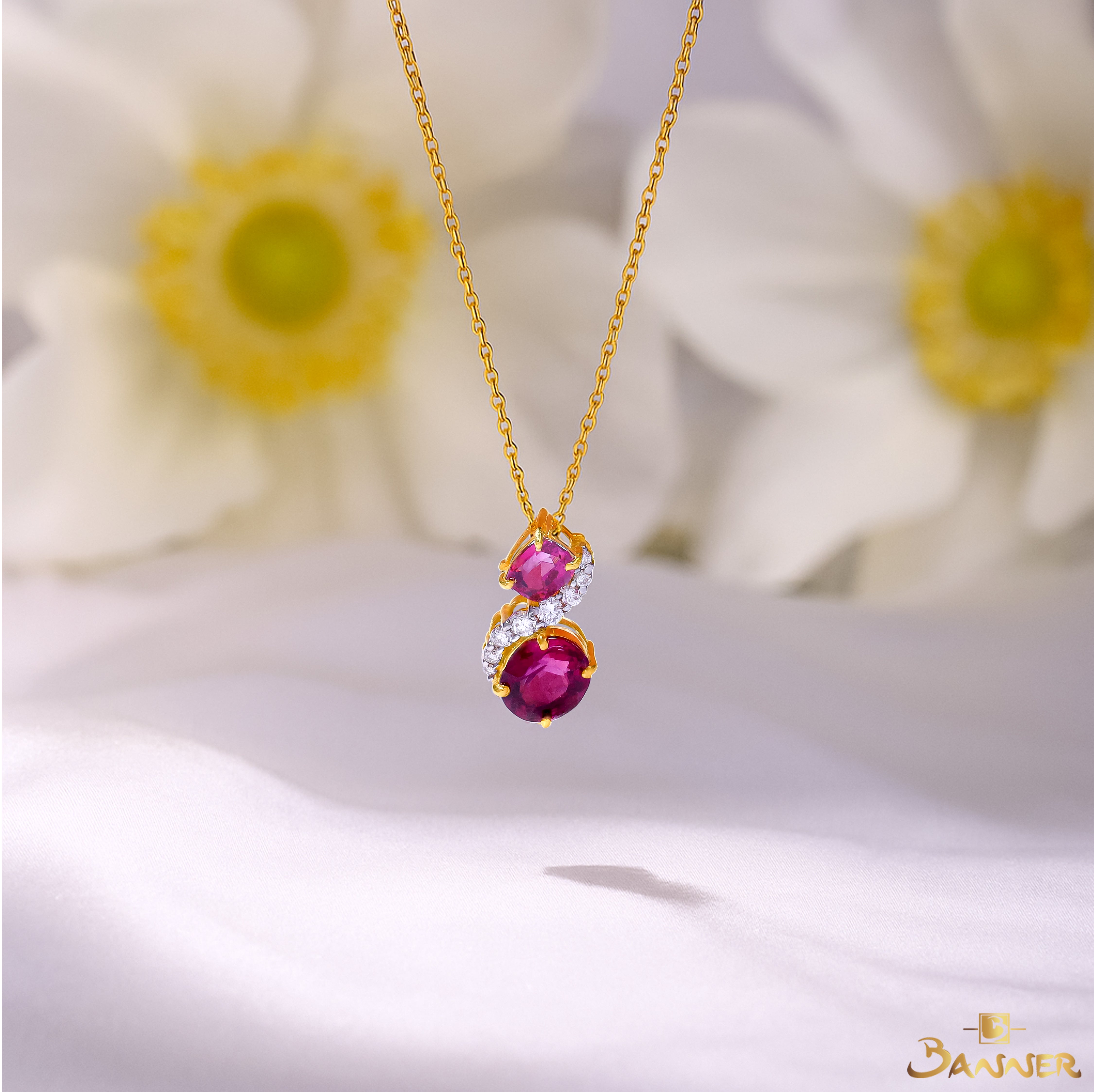 Pink Spinel and Diamond Twist Necklace