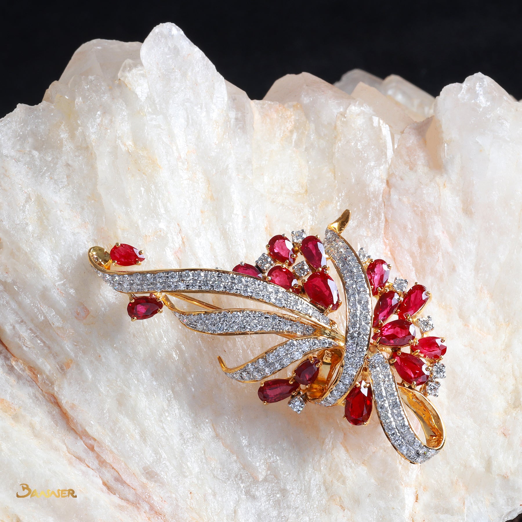 Ruby and Diamond Pan-Khat Brooch