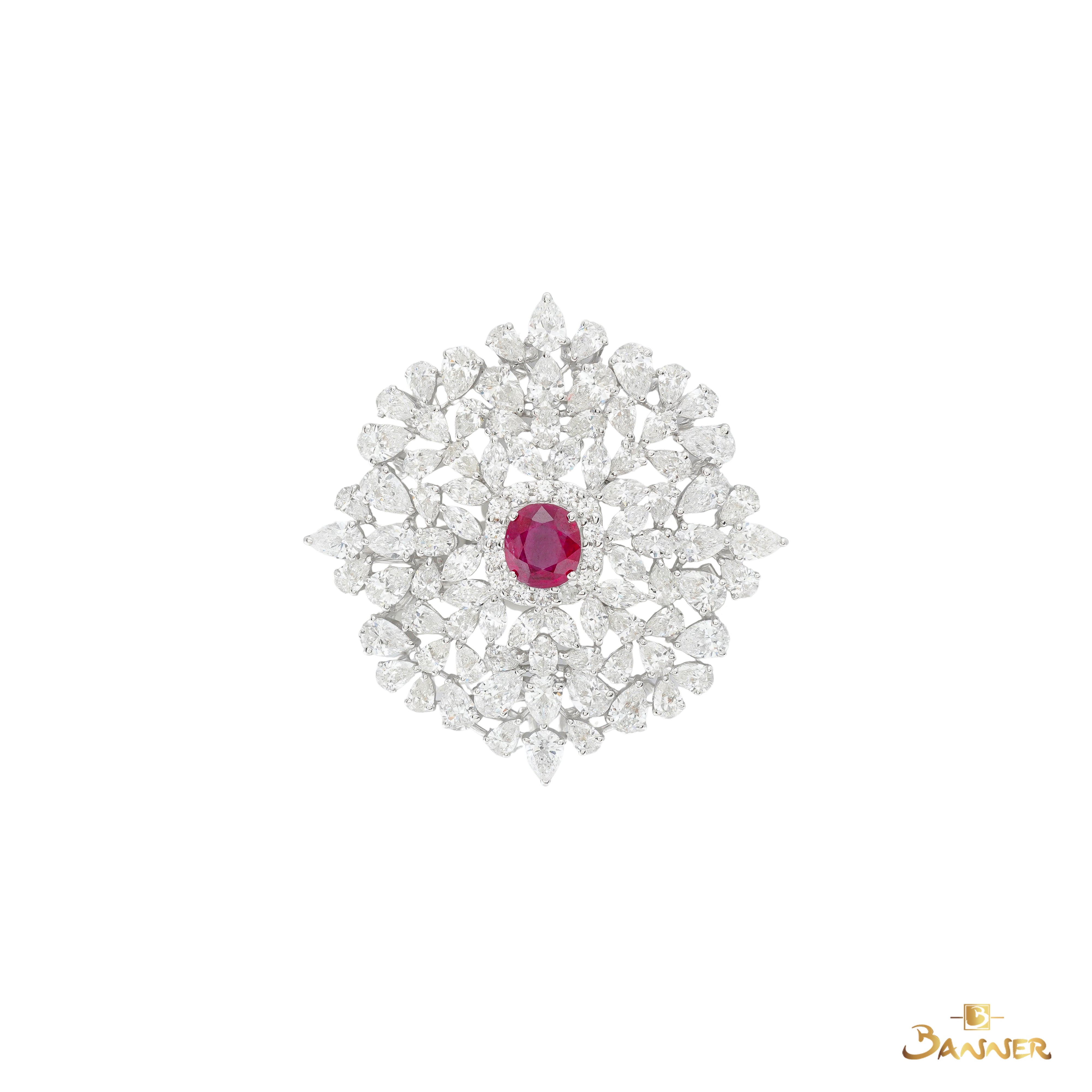 Ruby and Diamond Scarlet Bloom Brooch/Pendant
