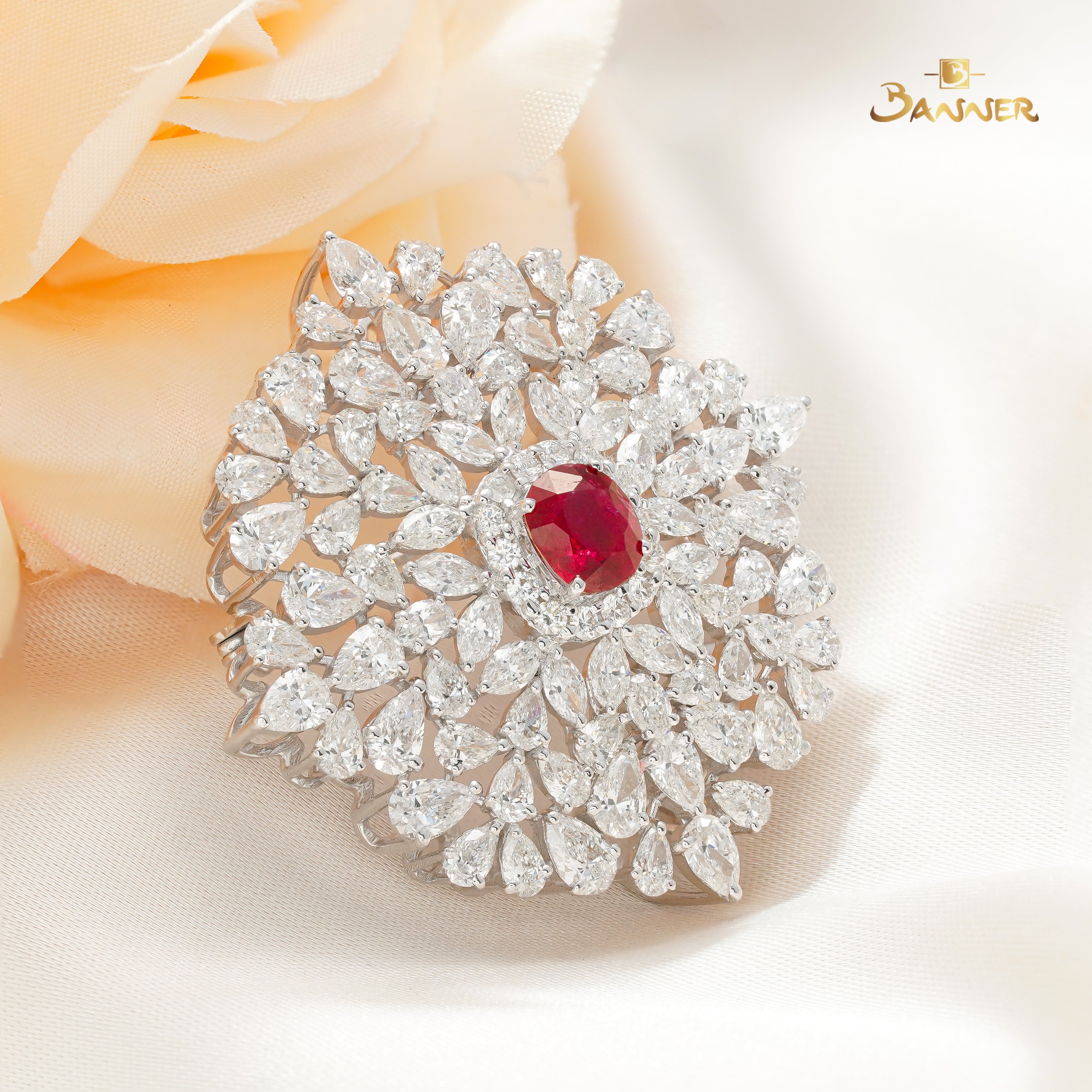 Ruby and Diamond Scarlet Bloom Brooch/Pendant
