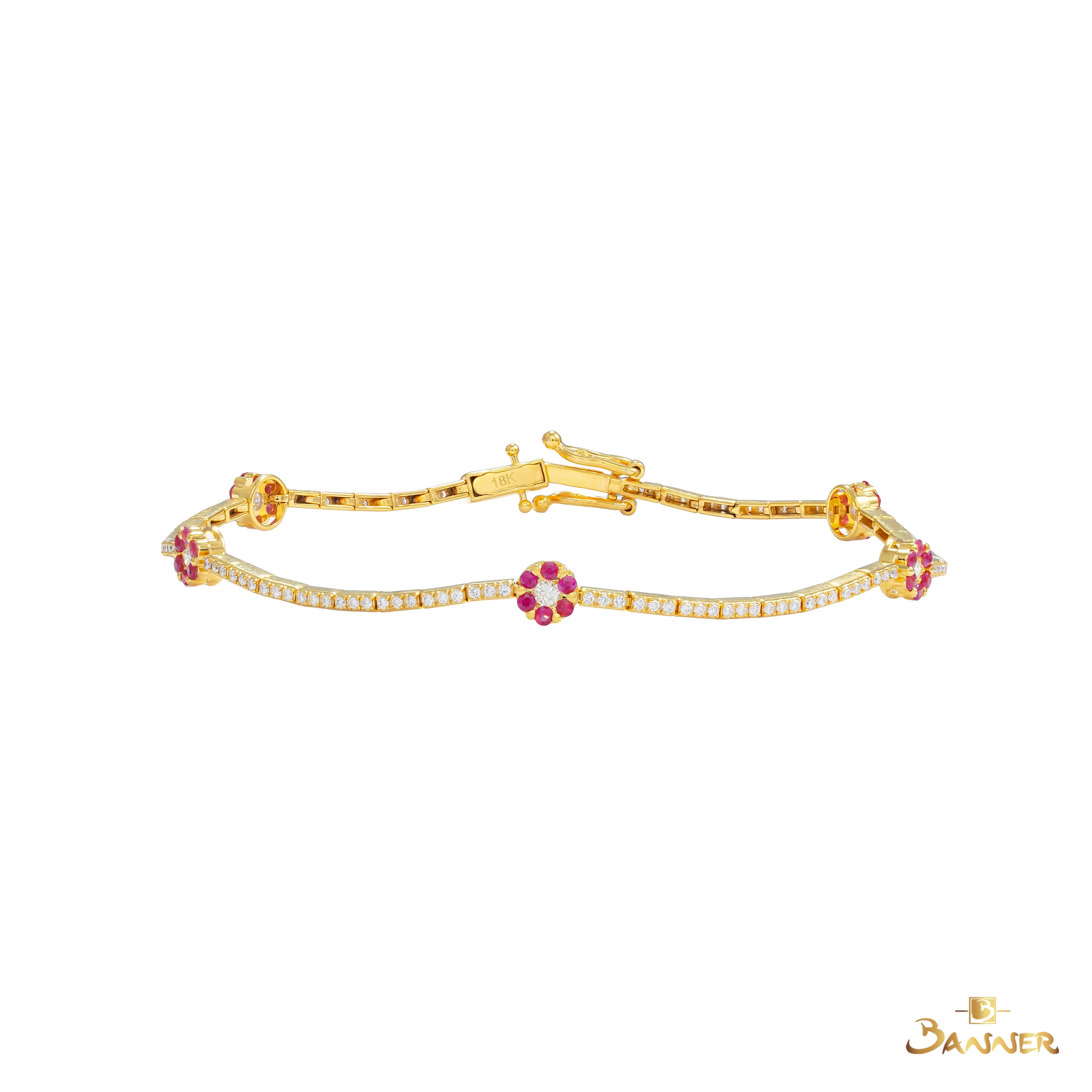 Ruby and Diamond Floral Bracelet