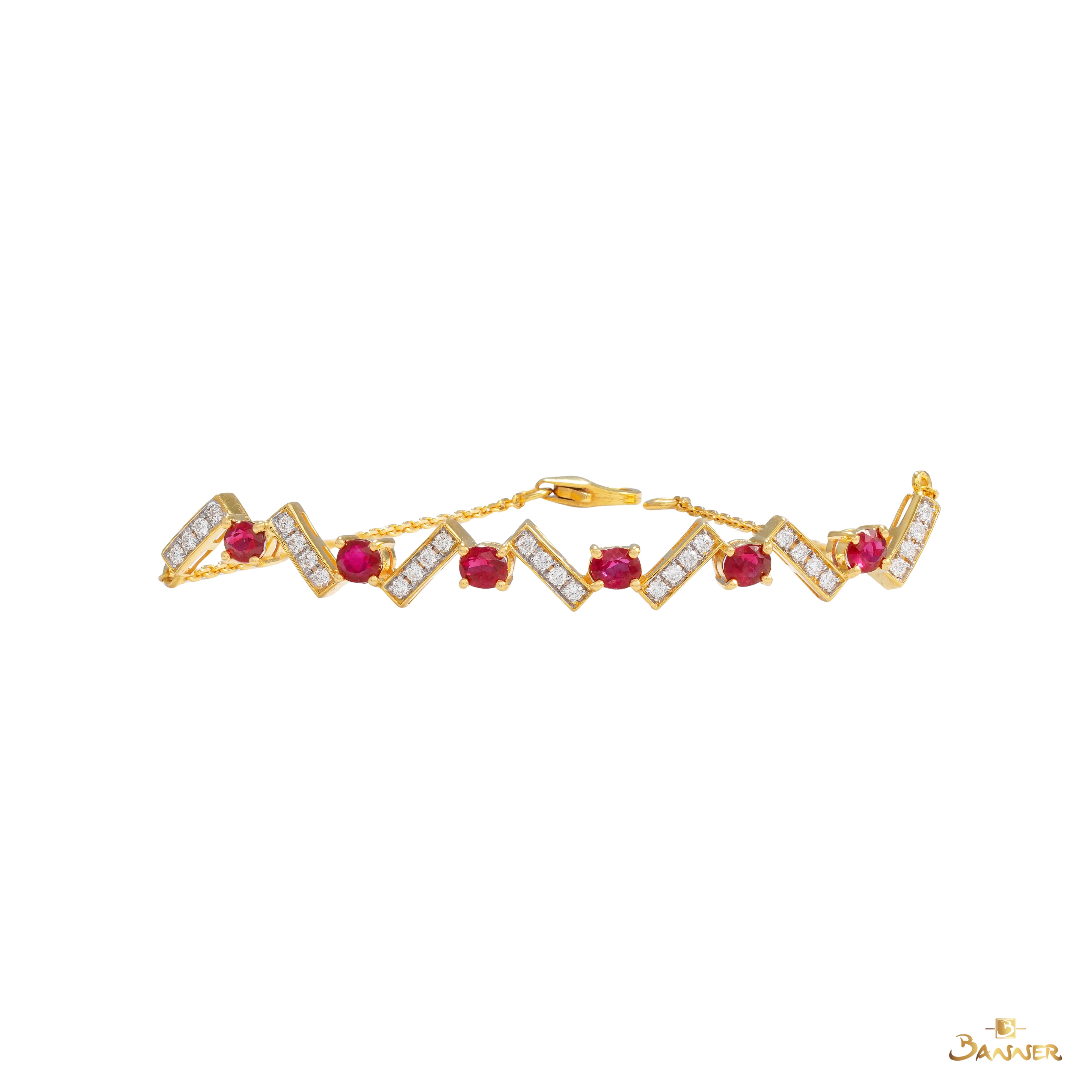 Ruby and Diamond Zig-zag Bracelet
