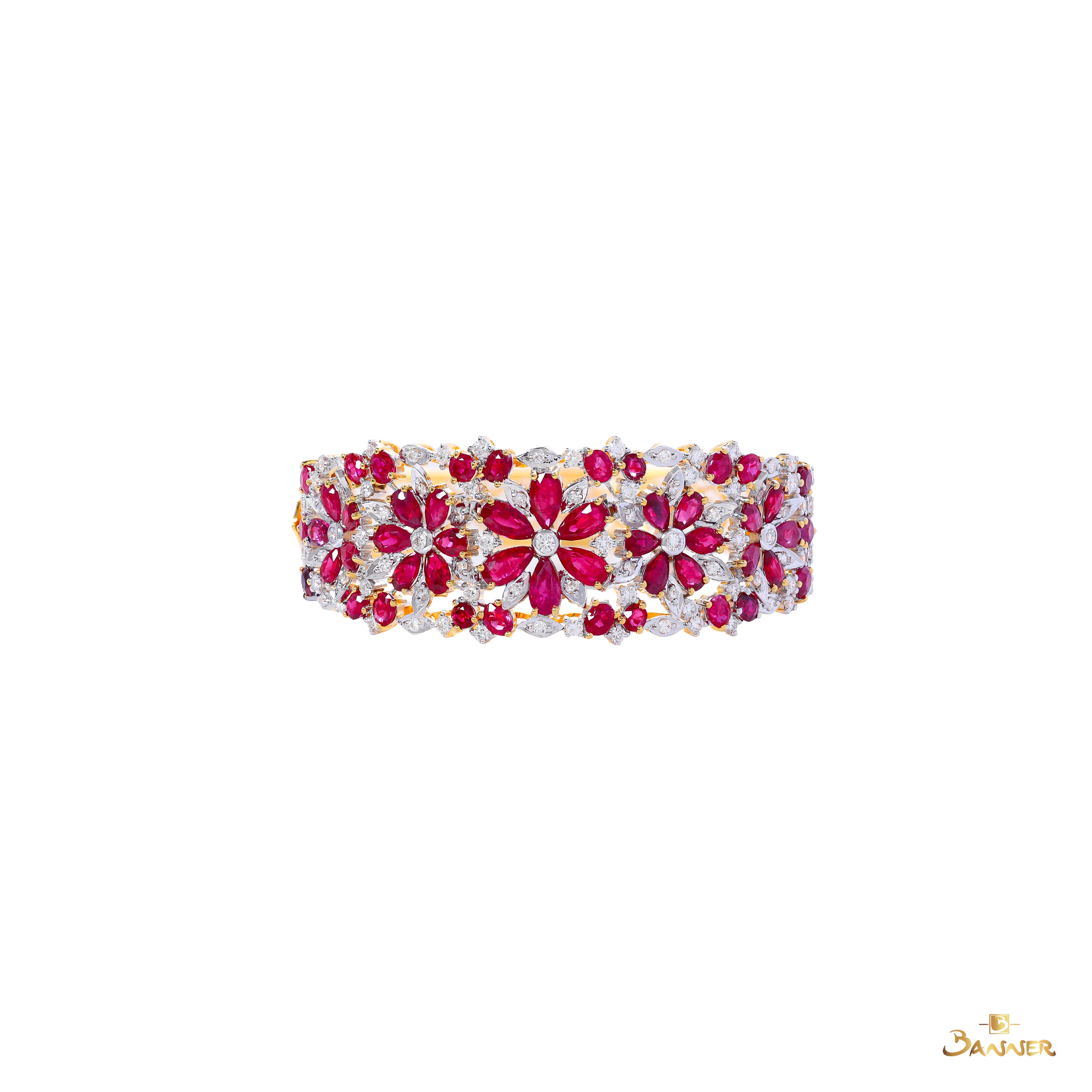 Ruby and Diamond Floral Bracelet