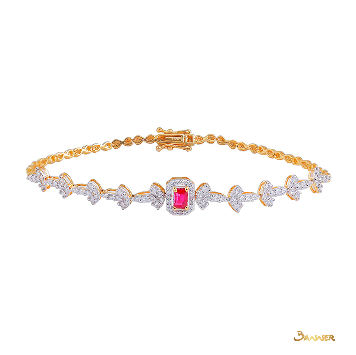 Ruby and Diamond Halo Bracelet