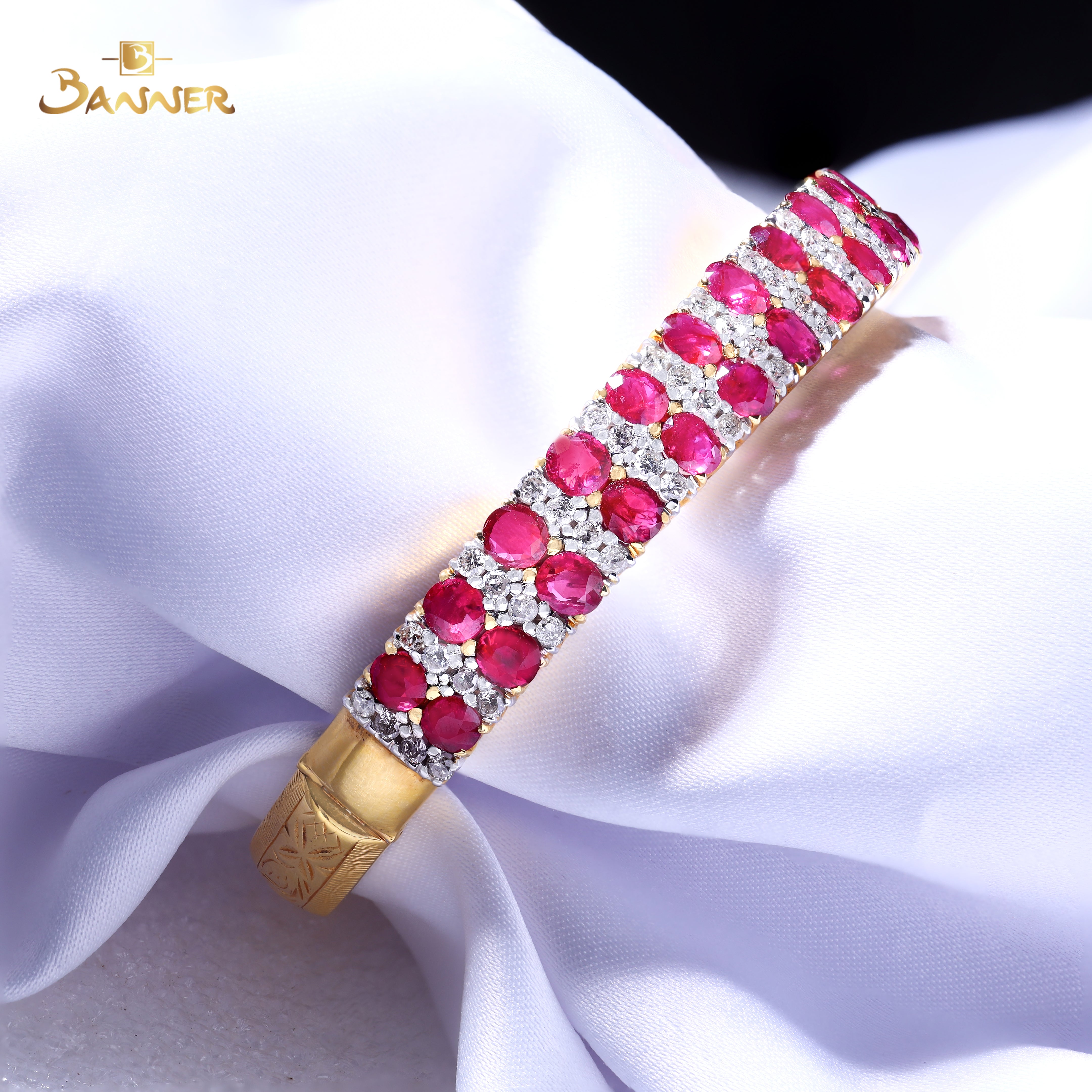 Ruby and Diamond Two-Rows-Bracelet