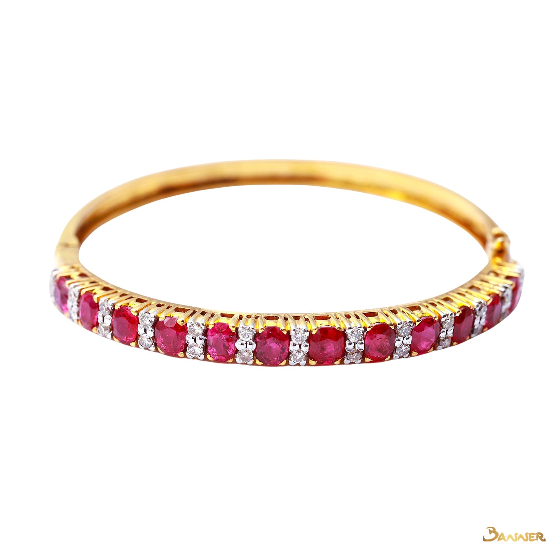 Natural Ruby and Diamond Alternating Bracelet