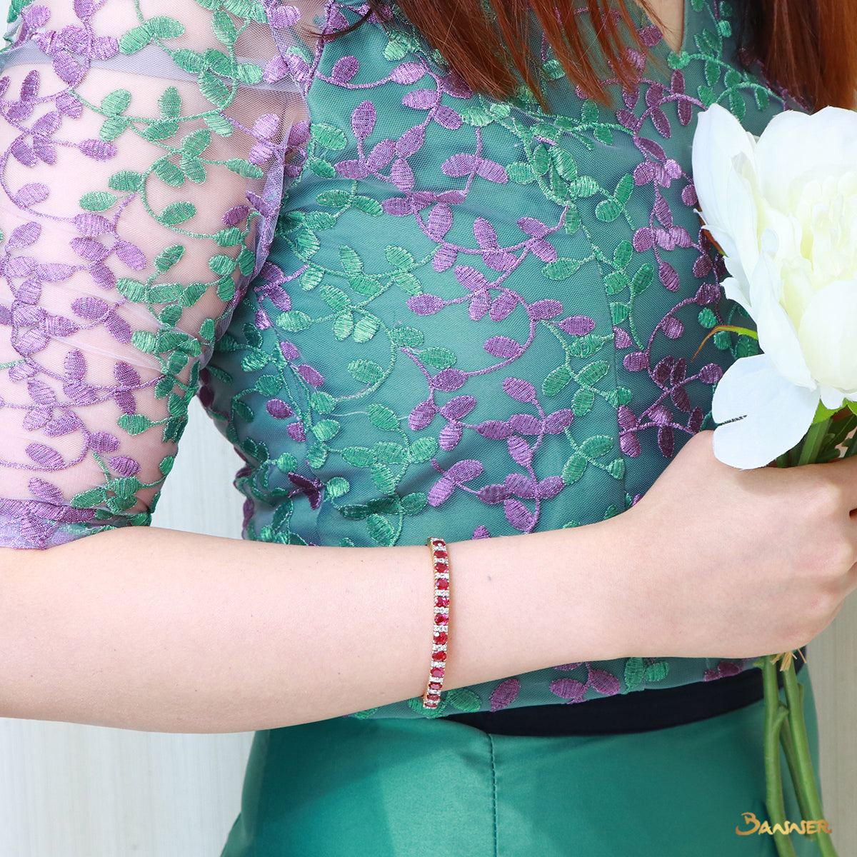 Natural Ruby and Diamond Alternating Bracelet