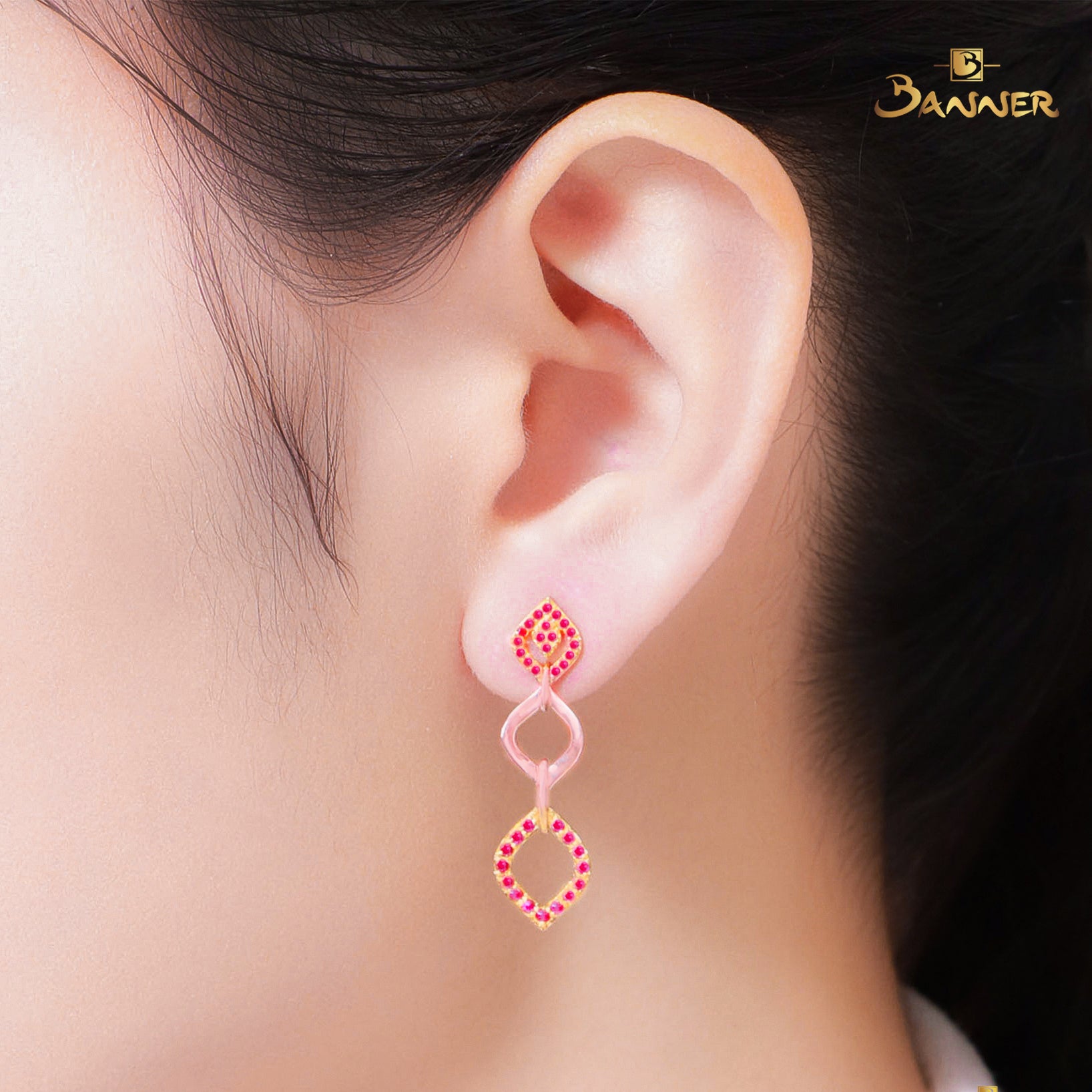Ruby and Rose Gold Kanote Earrings