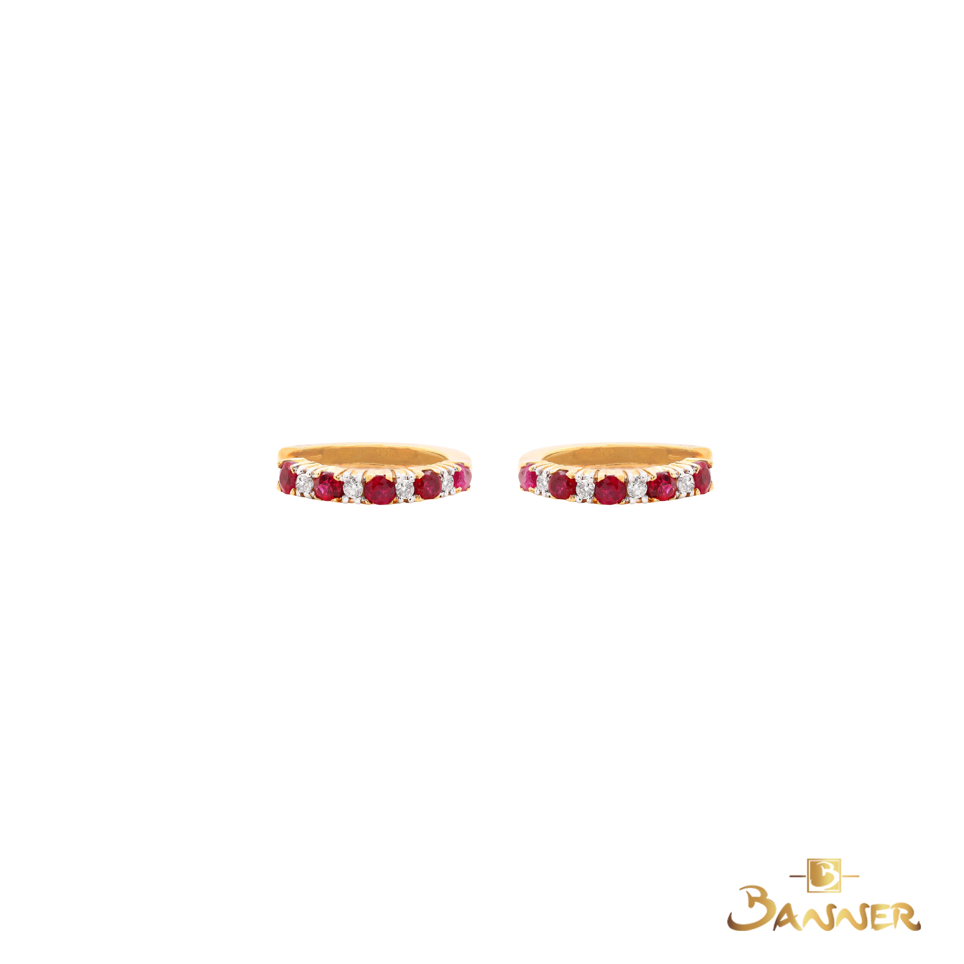Ruby and Diamond Petite Huggie Earrings