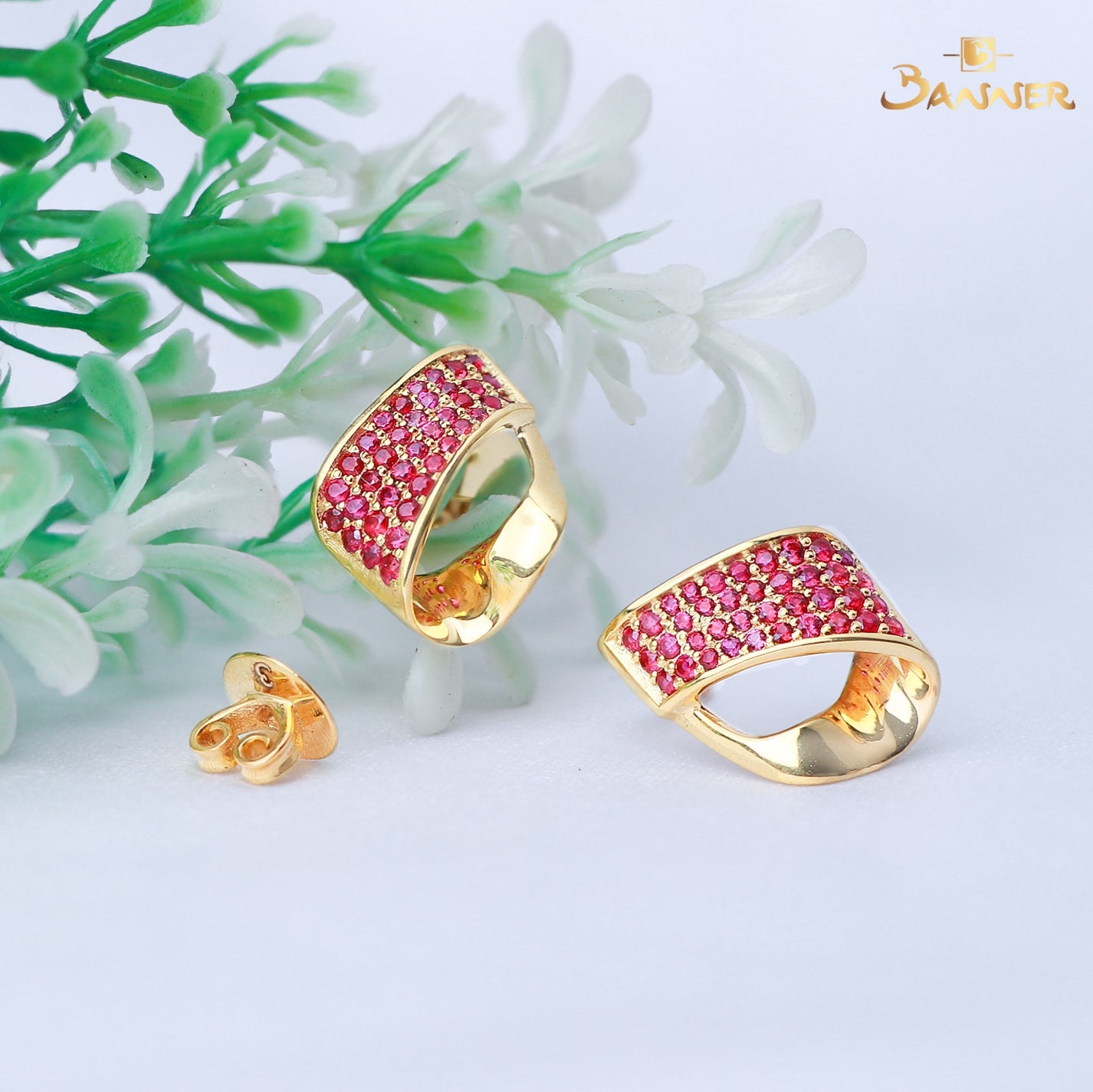 Ruby Ribbon Earrings