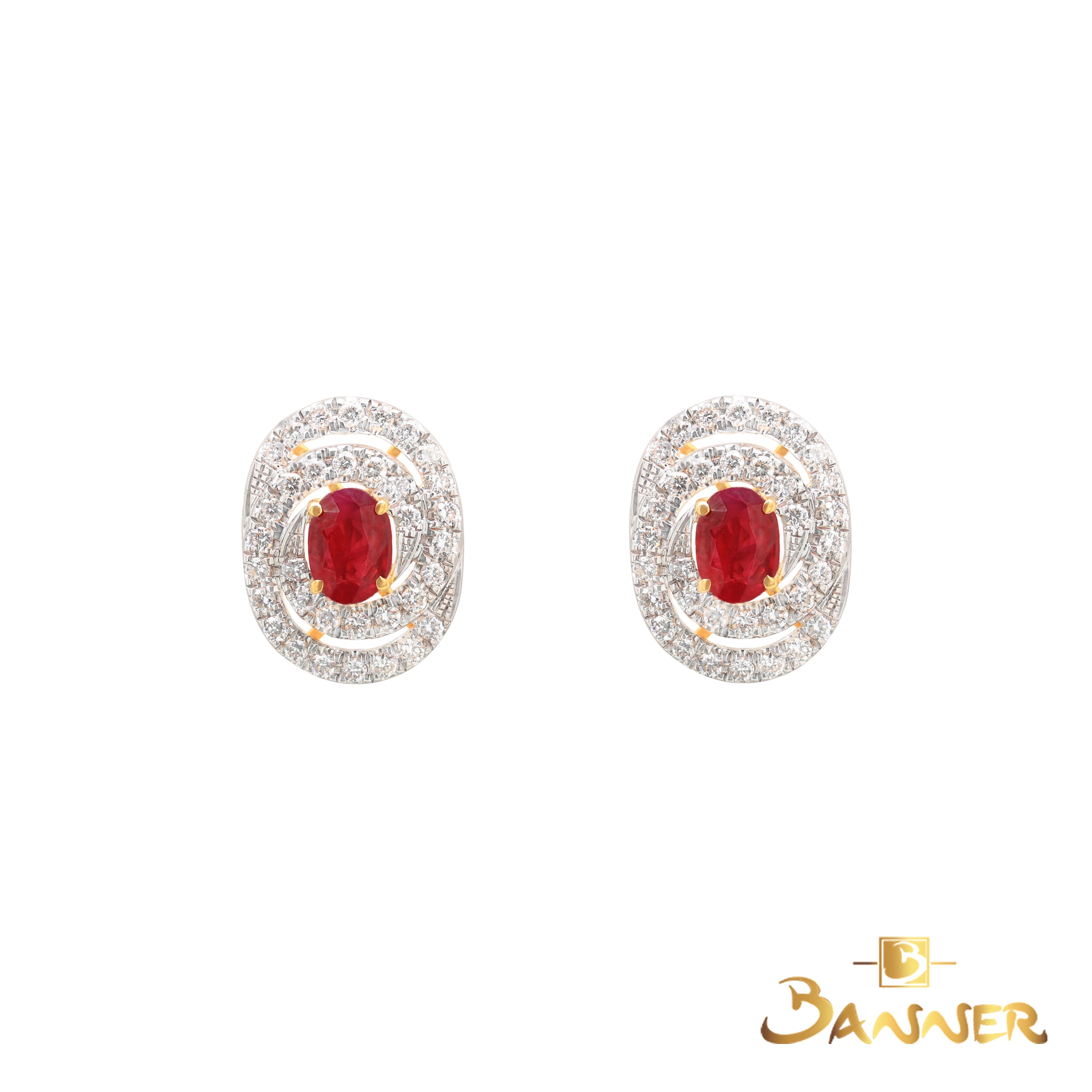 Ruby and Diamond Helix Earrings