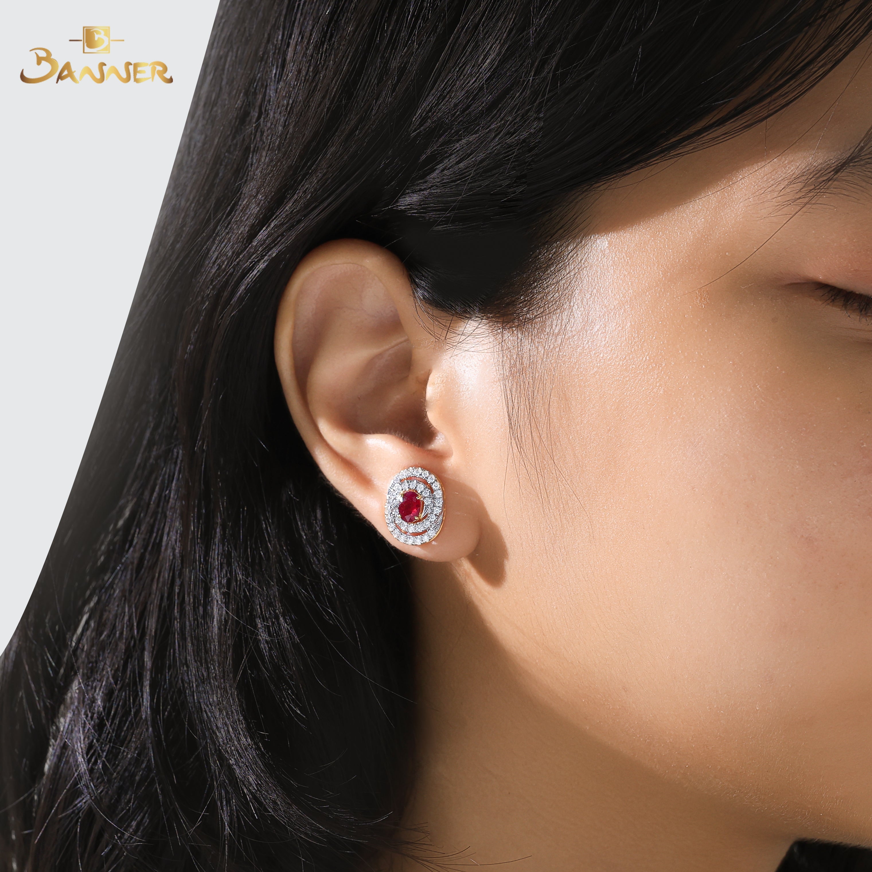 Ruby and Diamond Helix Earrings