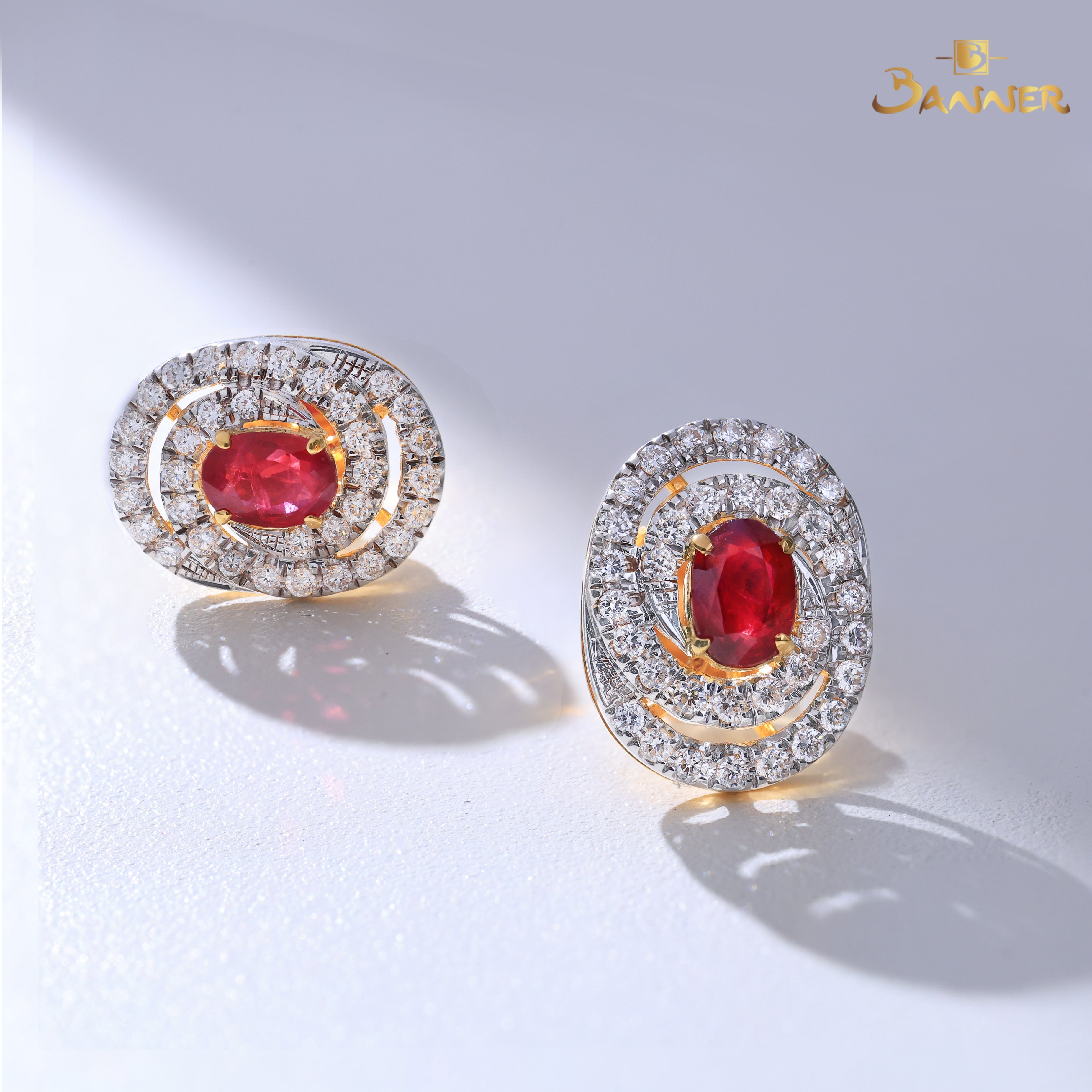 Ruby and Diamond Helix Earrings